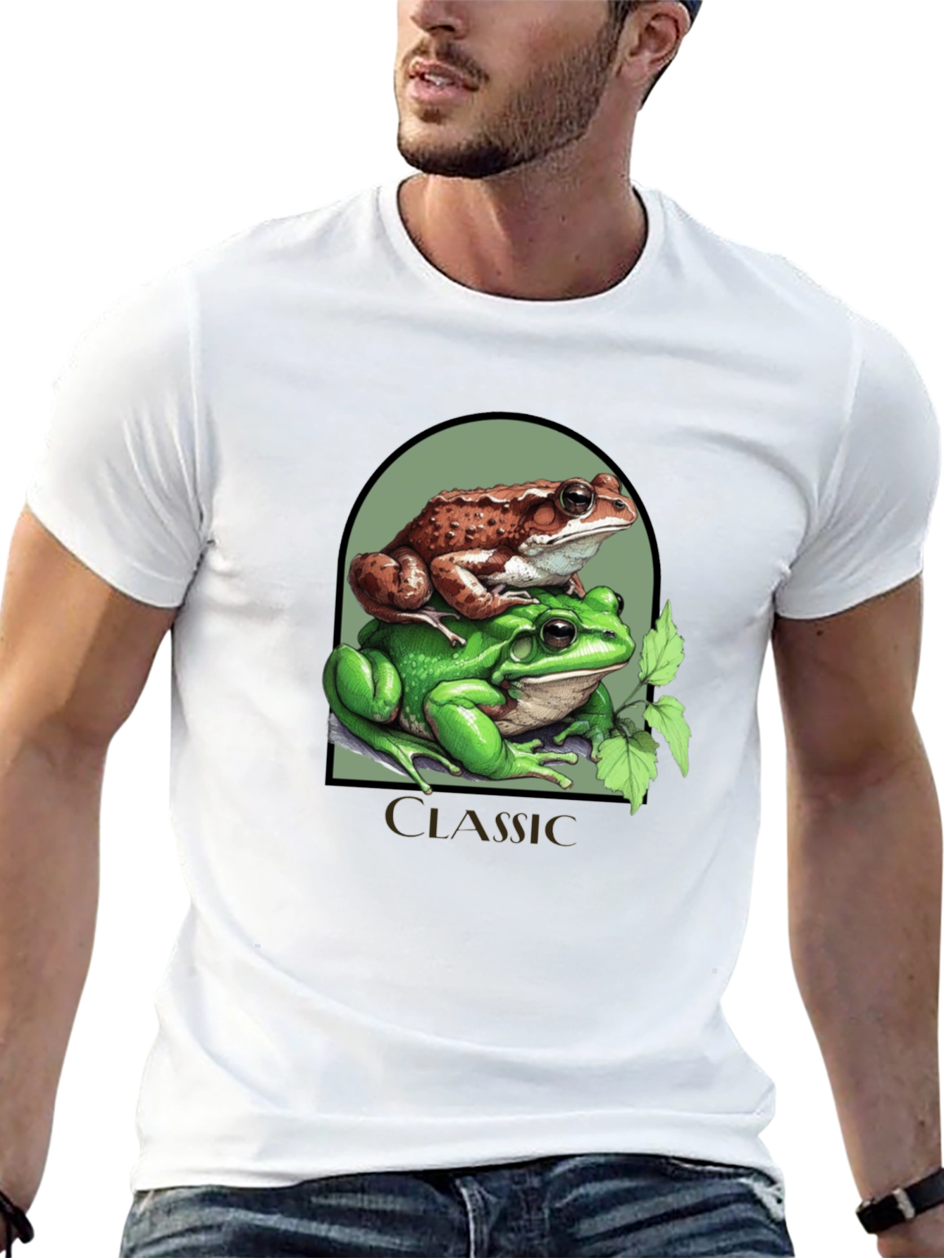 Black Classic Frog Stack T-Shirt - Novelty Graphic Tee view 13