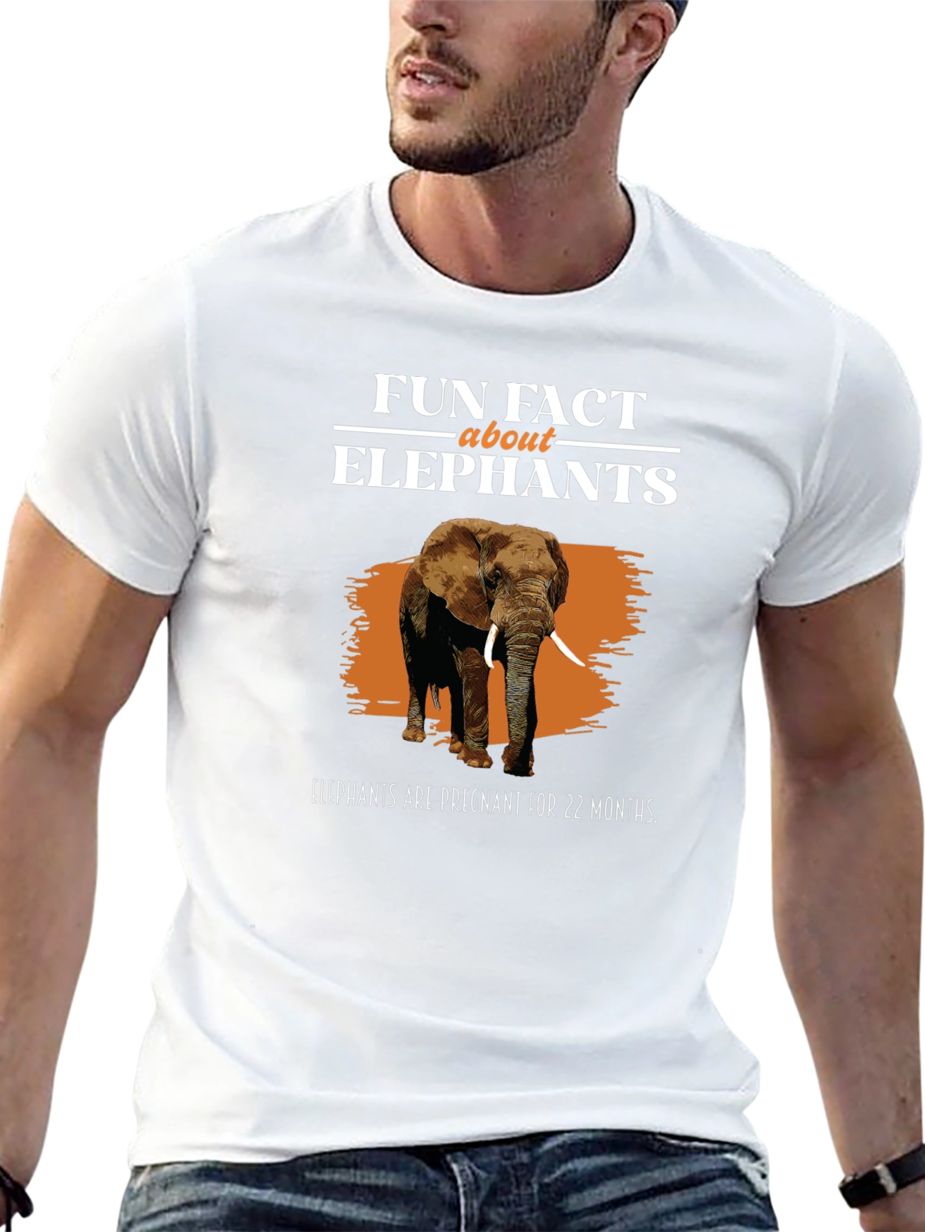 Black Fun Fact About Elephants Graphic T-Shirt view 13
