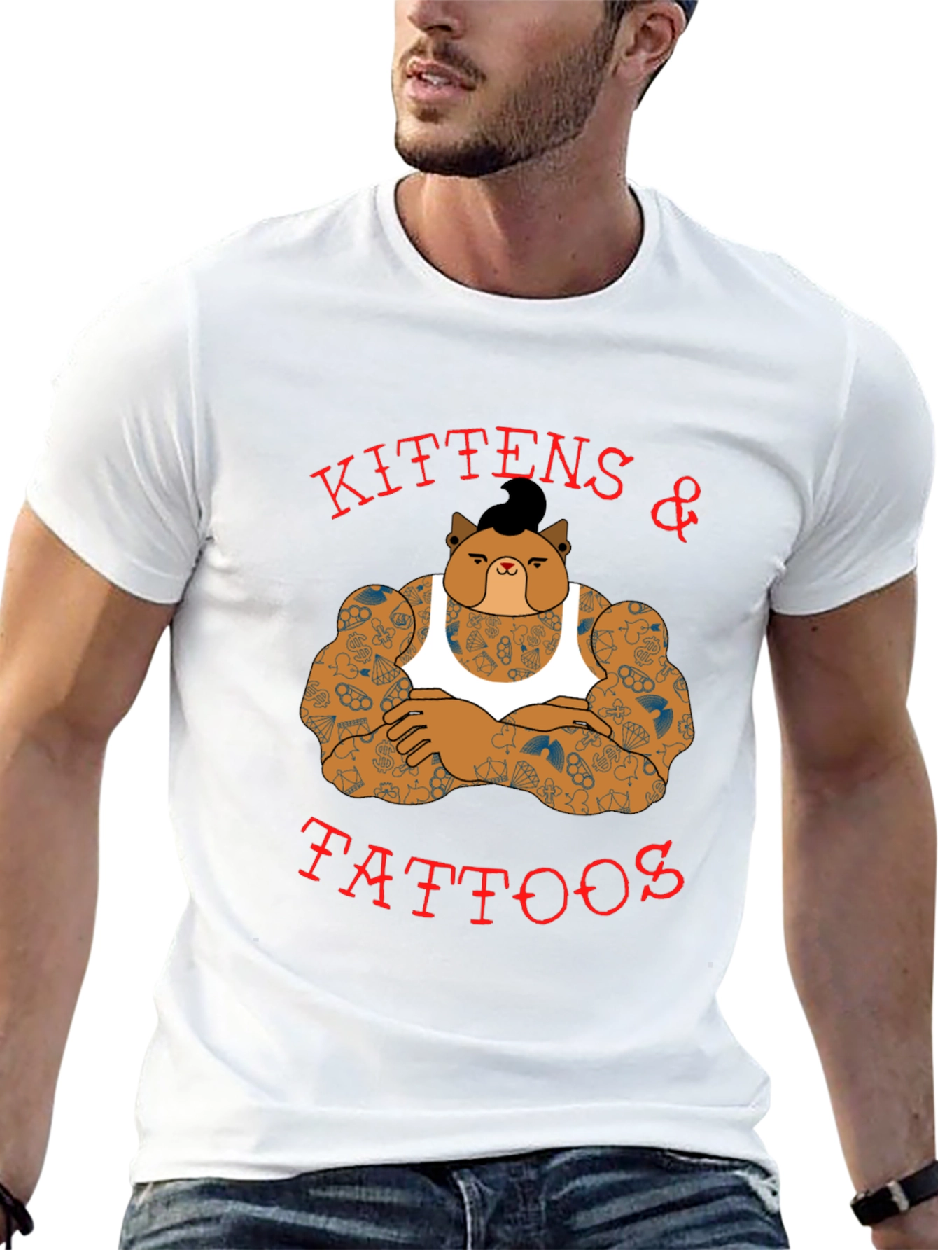 Black Kittens & Tattoos Graphic T-Shirt - Black view 13