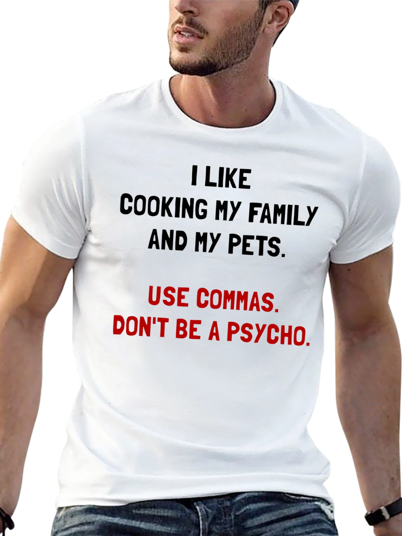 Black Funny Grammar T-Shirt: I Like Cooking My Family view 13