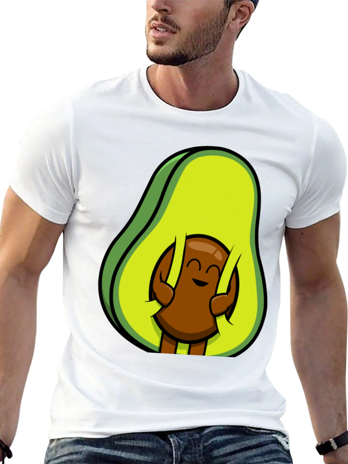 Black Funny Avocado Hugging Seed T-Shirt view 13