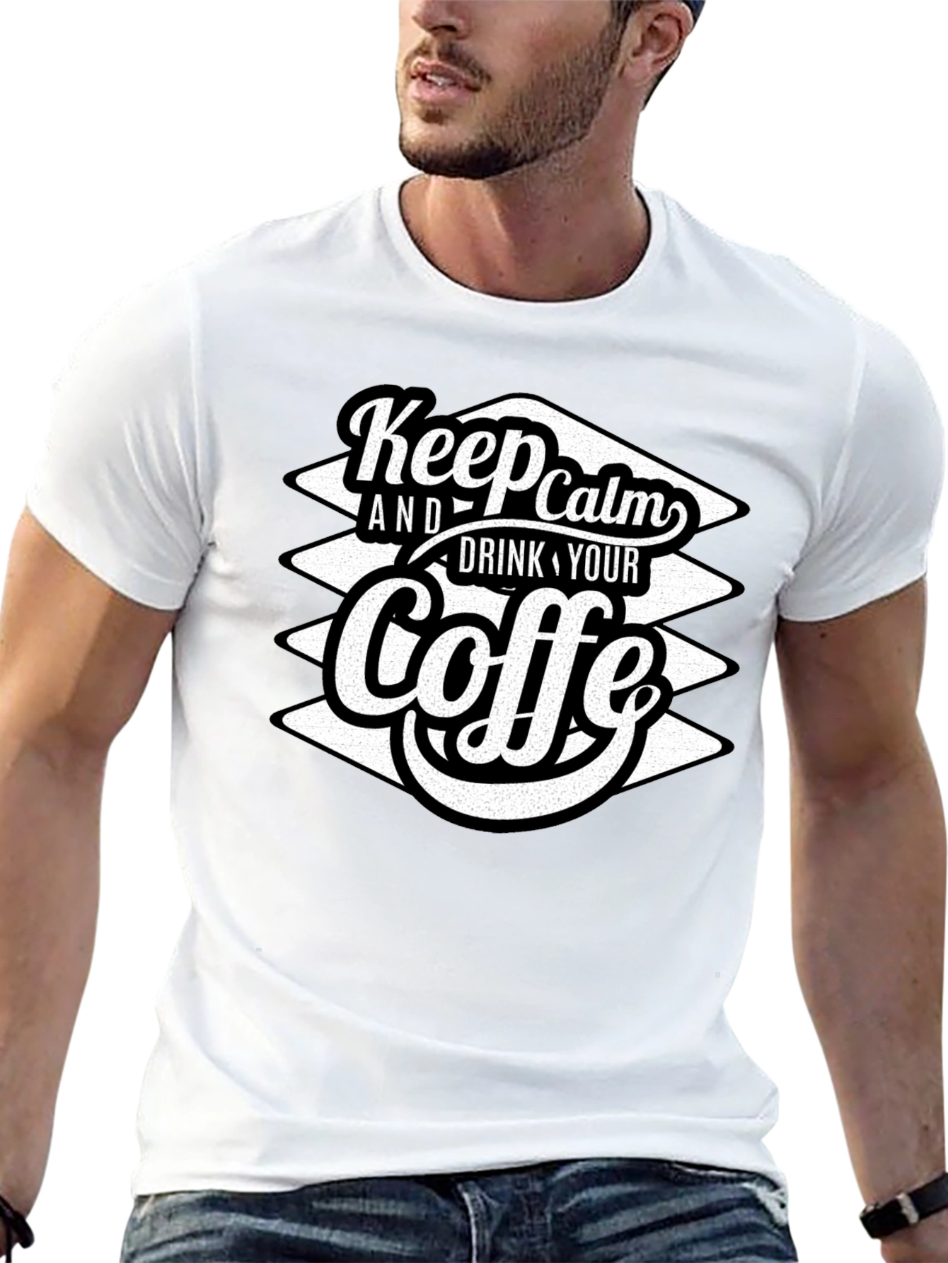 Black Keep Calm and Drink Your Coffe T-Shirt view 13