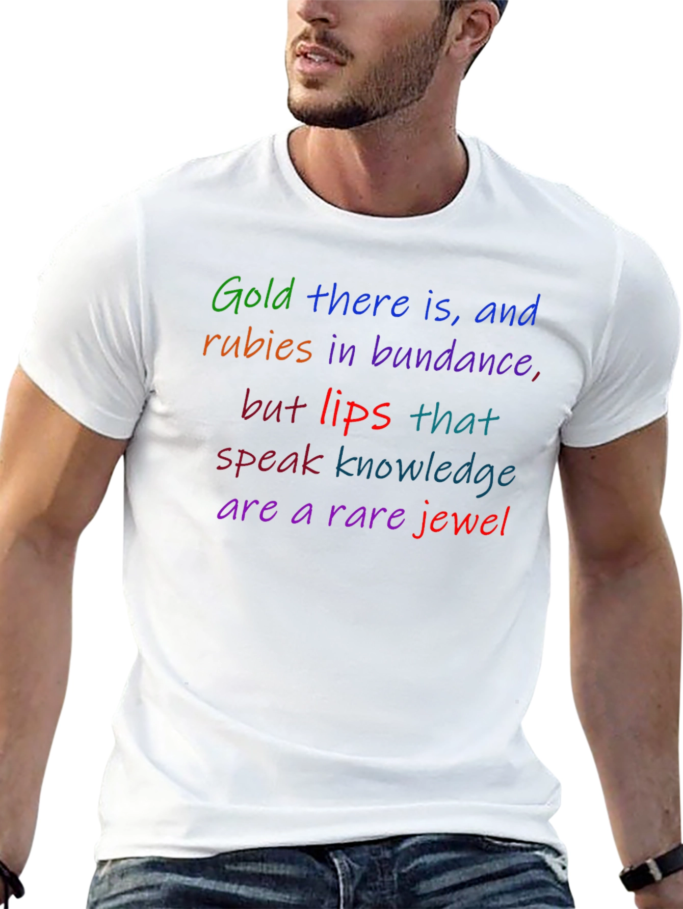 Black Colorful Word Art T-Shirt: "A Rare Jewel" view 13
