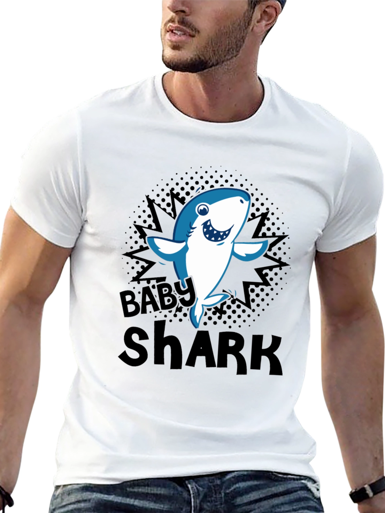 Black Baby Shark Graphic T-Shirt - Black Cotton Blend view 13