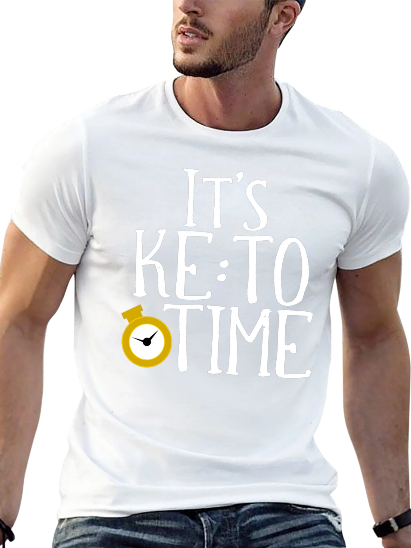 Black It's Keto Time Funny Graphic T-Shirt view 13