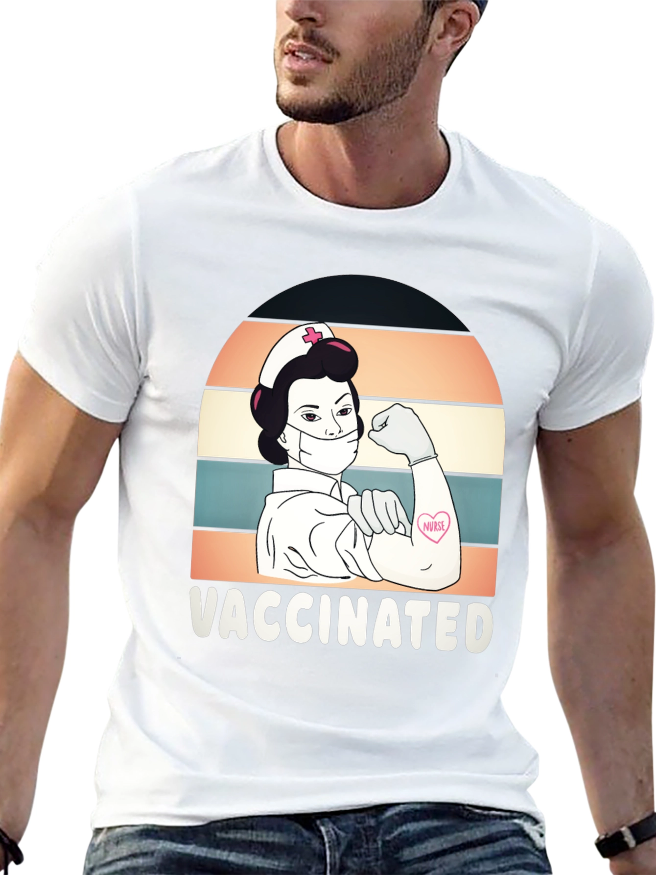 Black Vaccinated Nurse Graphic T-Shirt view 13