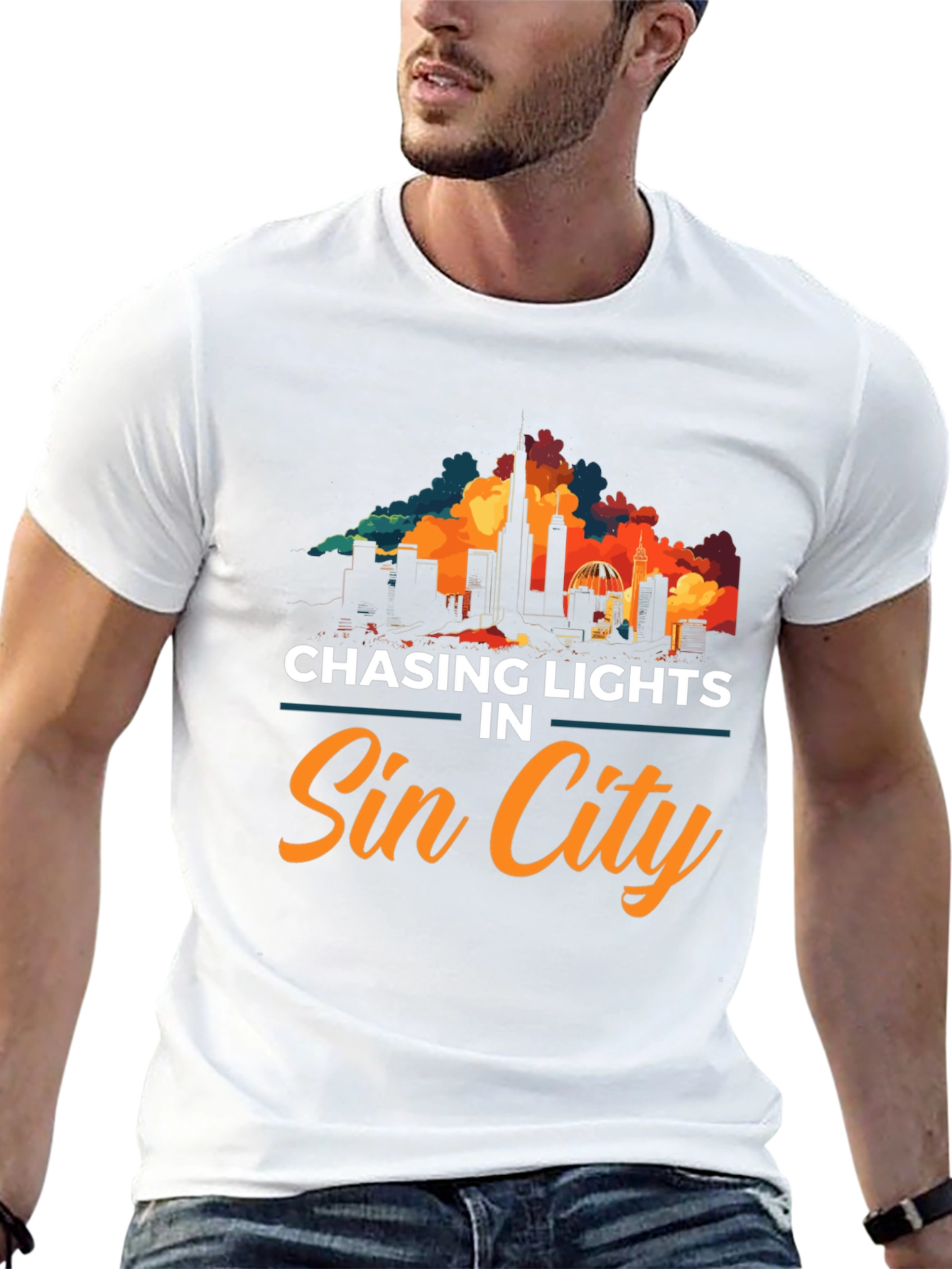 Black Sin City Chasing Lights Graphic Tee view 13