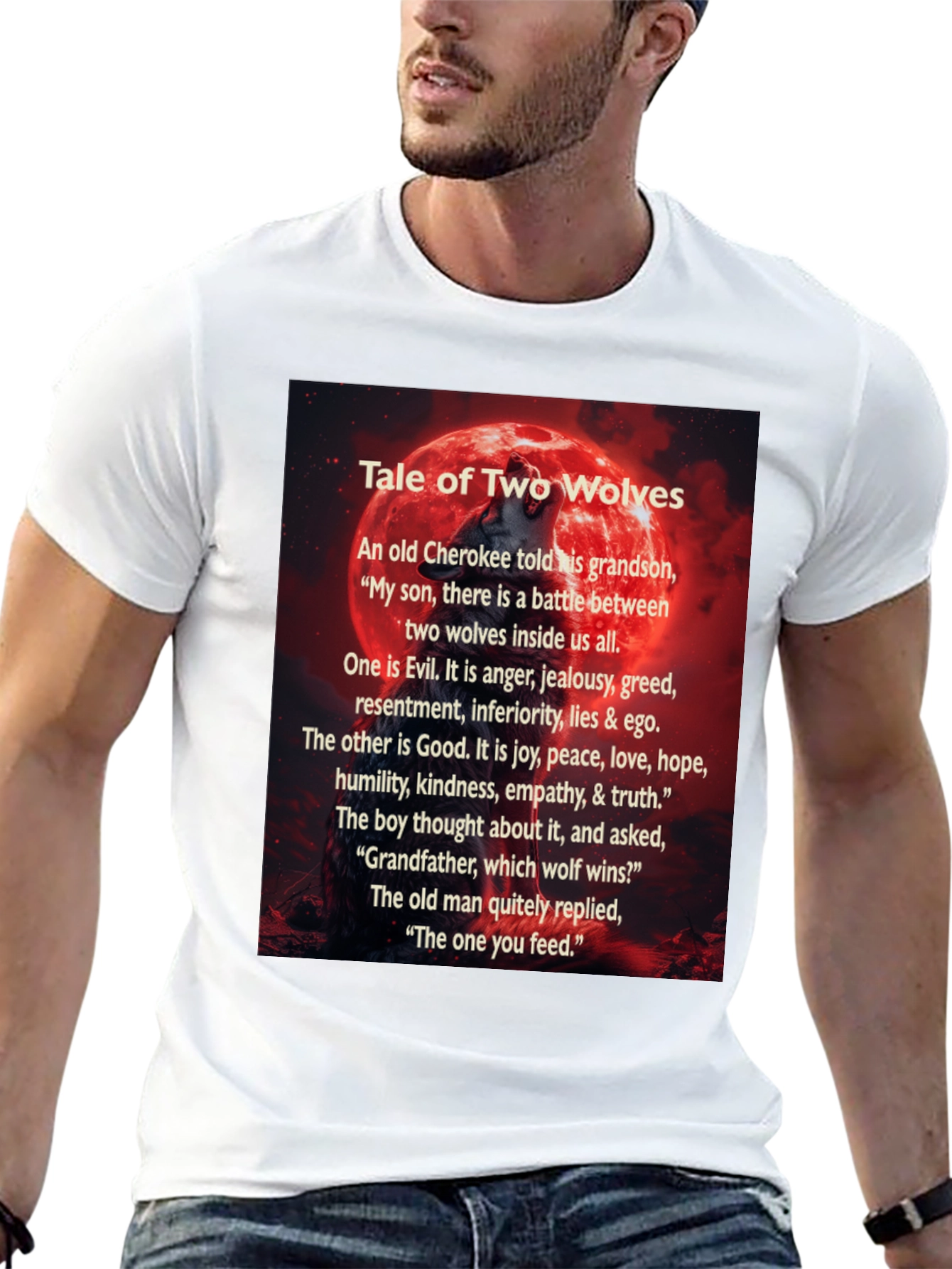 Black Tale of Two Wolves Graphic T-Shirt view 13
