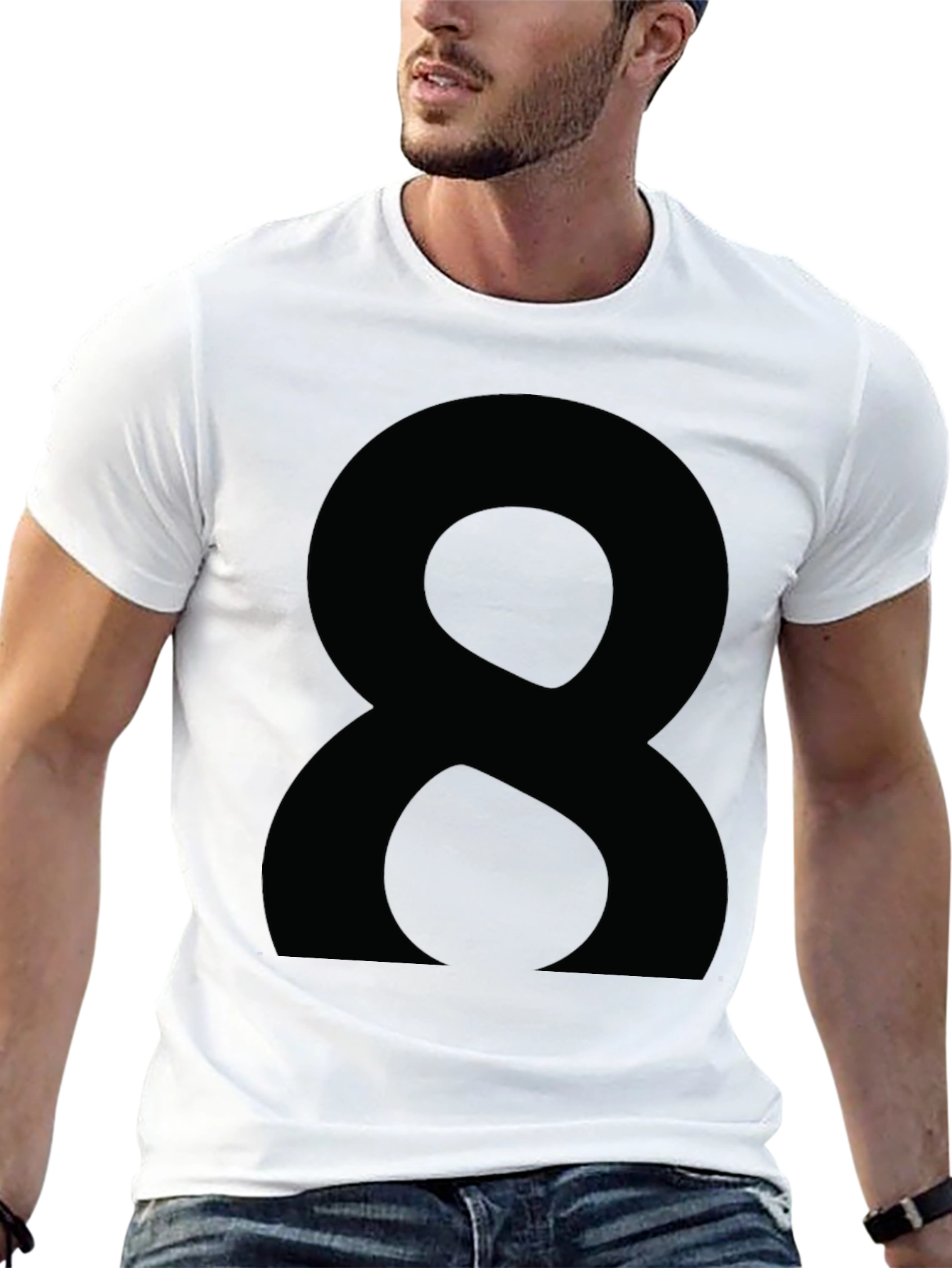 Black Black T-Shirt with Number Eight Graphic view 13