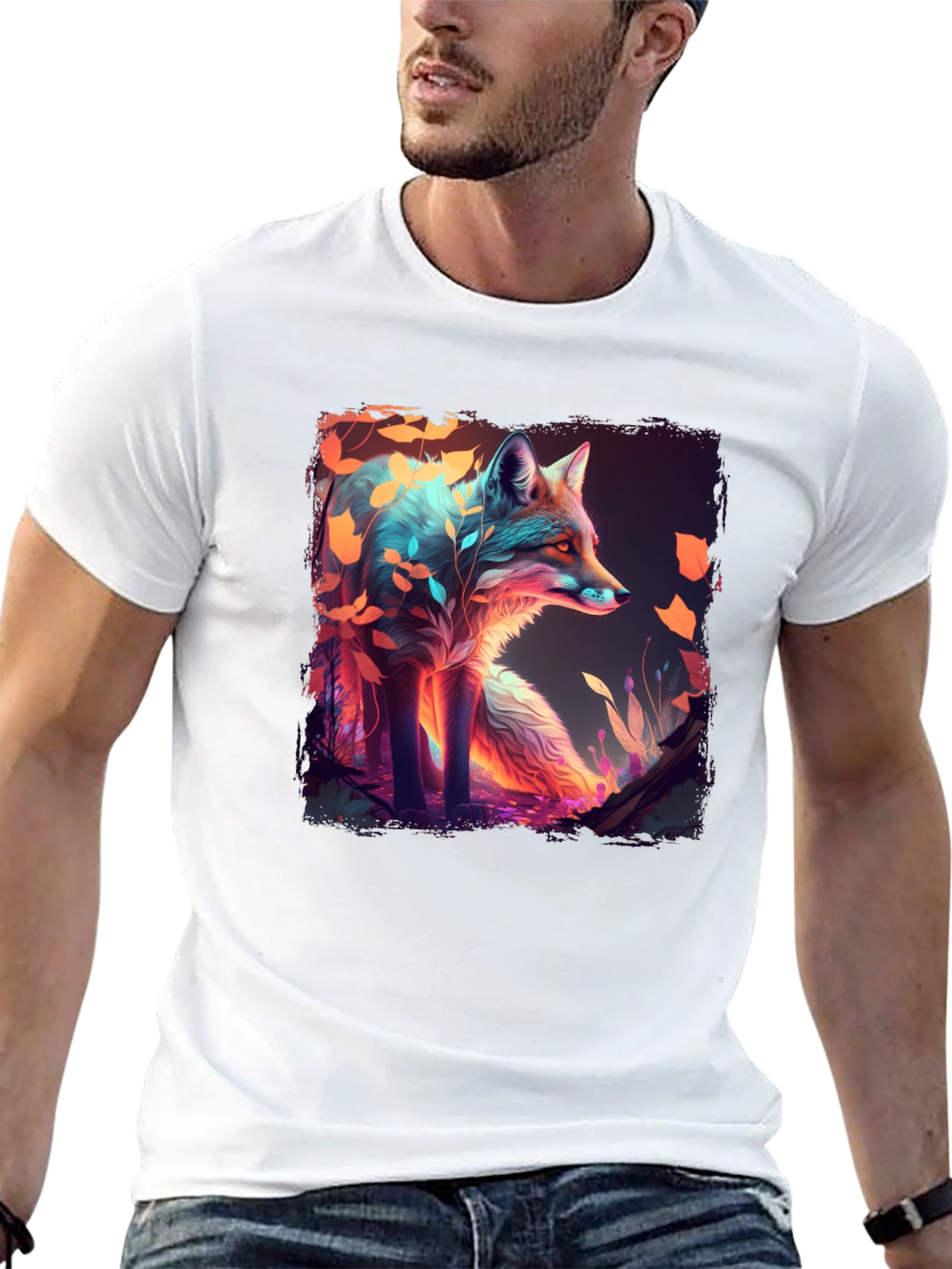 Black Mystic Fox Graphic T-Shirt - Unique Design view 13