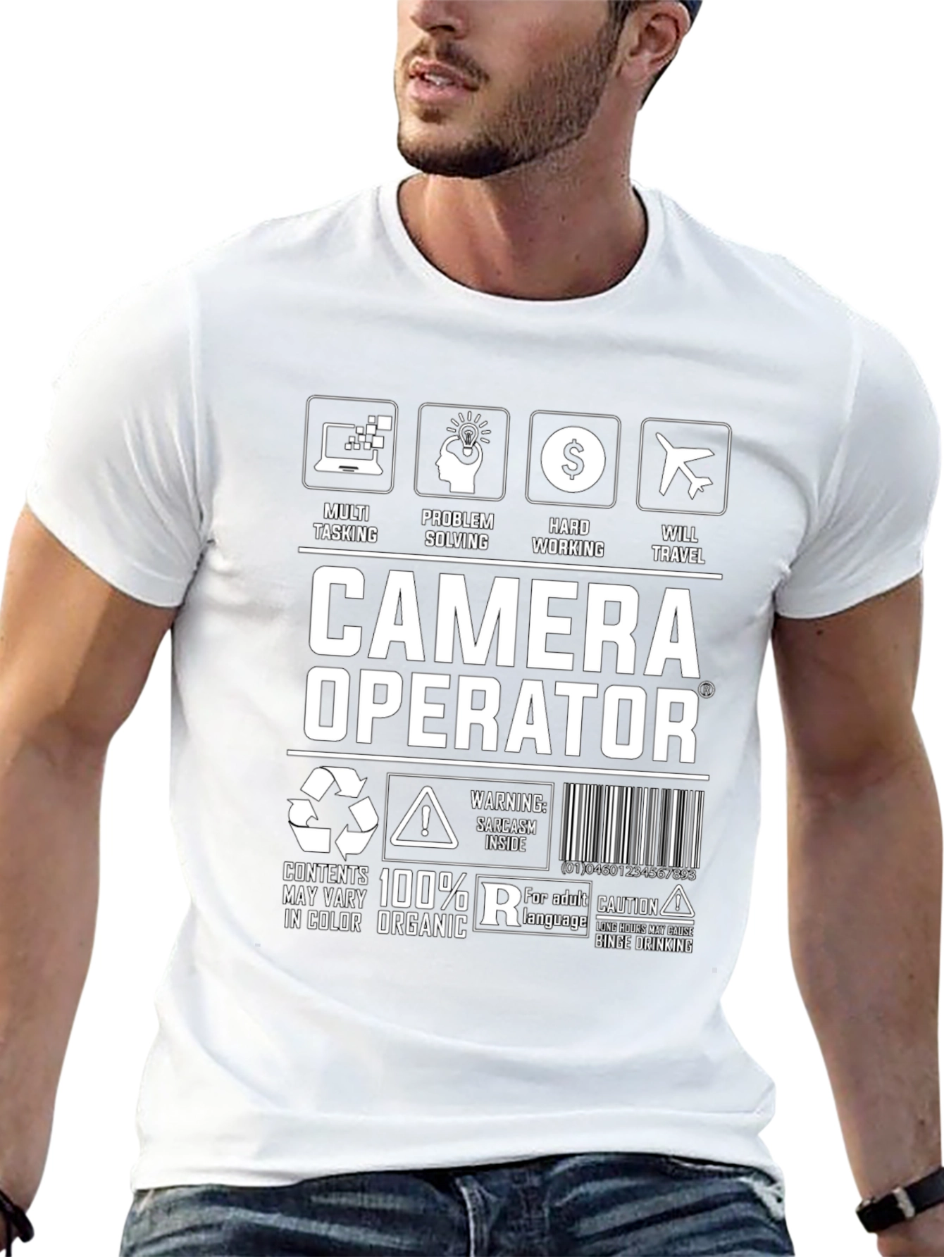 Black Camera Operator Graphic Tee - Multi Tasking view 13