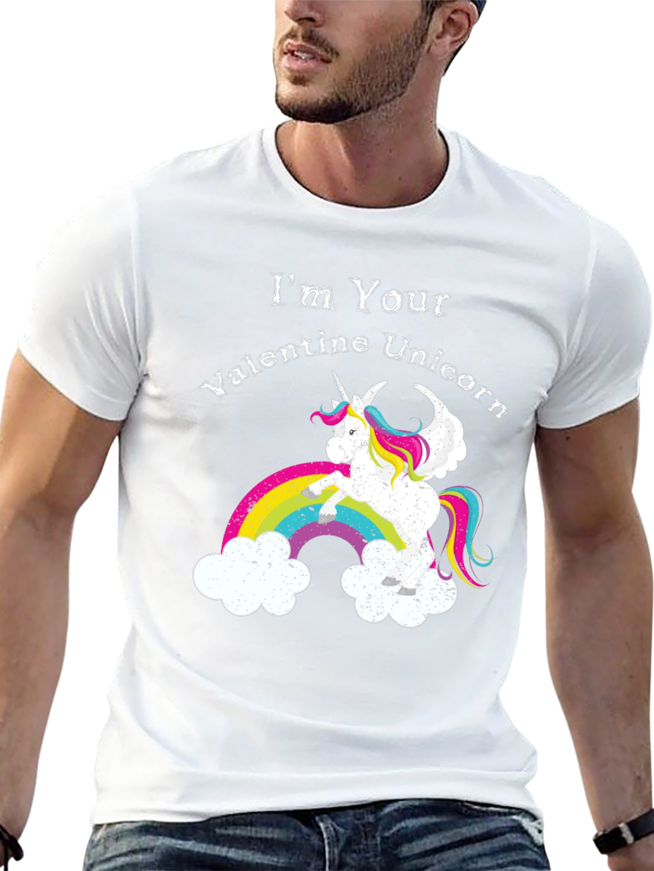 Black Valentine Unicorn Graphic Tee - Men's Black T-Shirt view 13