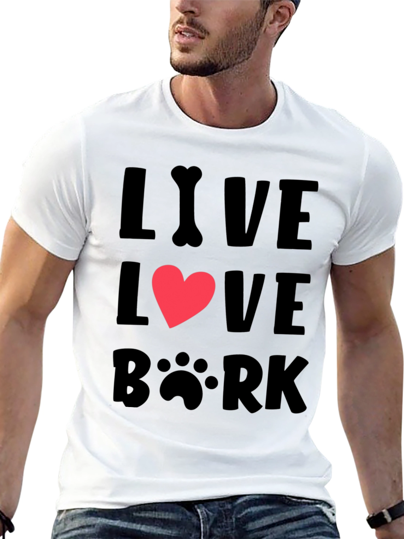 Black Live Love Bark T-Shirt - Dog Lover Tee view 13