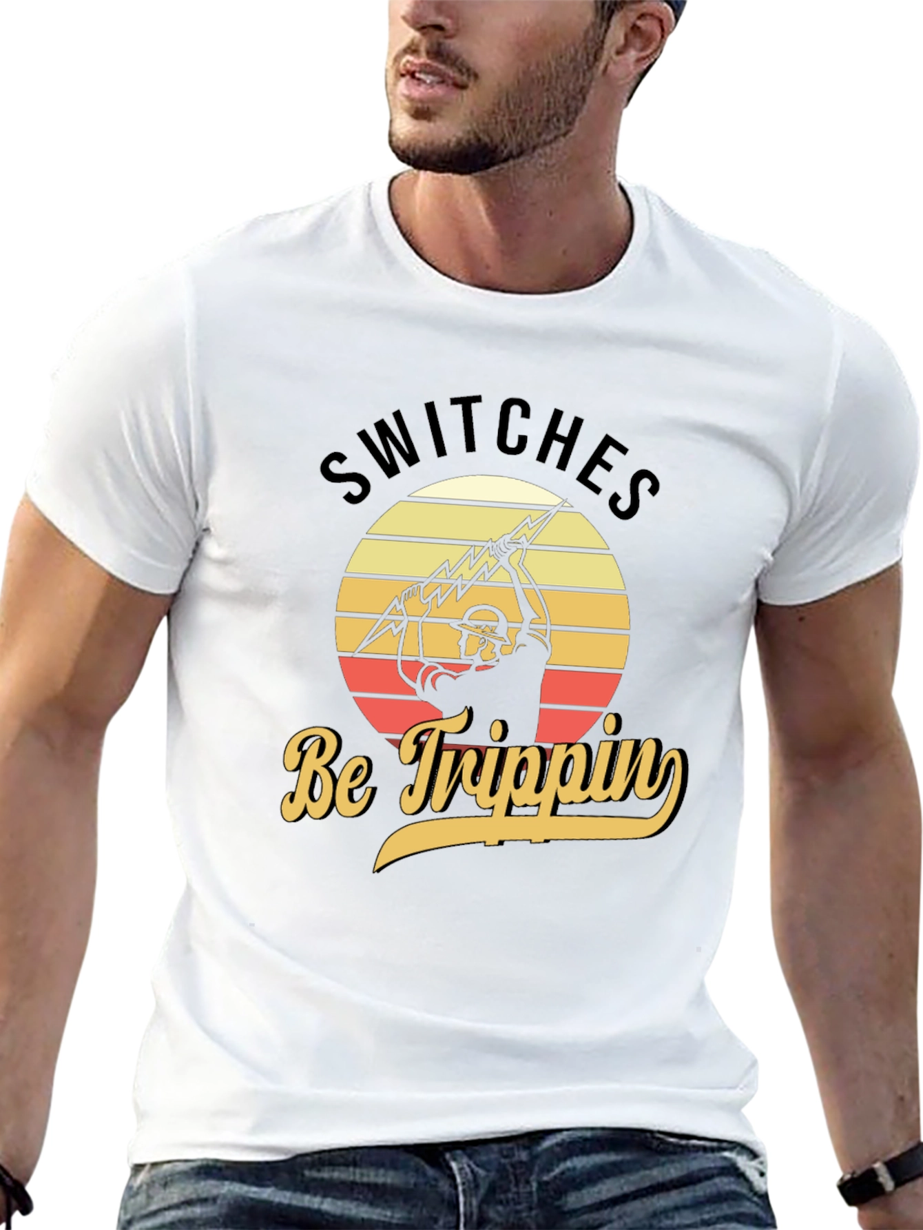 Black Switches Be Trippin' Electrician T-Shirt view 13