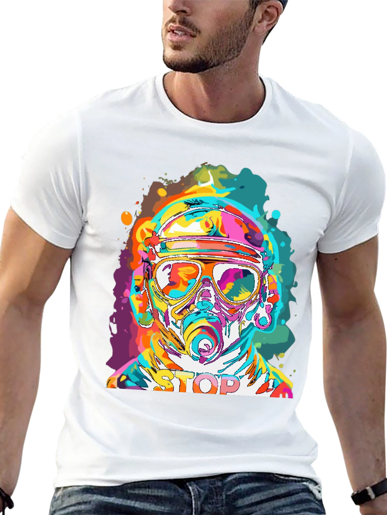 Black Vibrant Stop Graphic Tee - Men's Black Crew Neck view 13