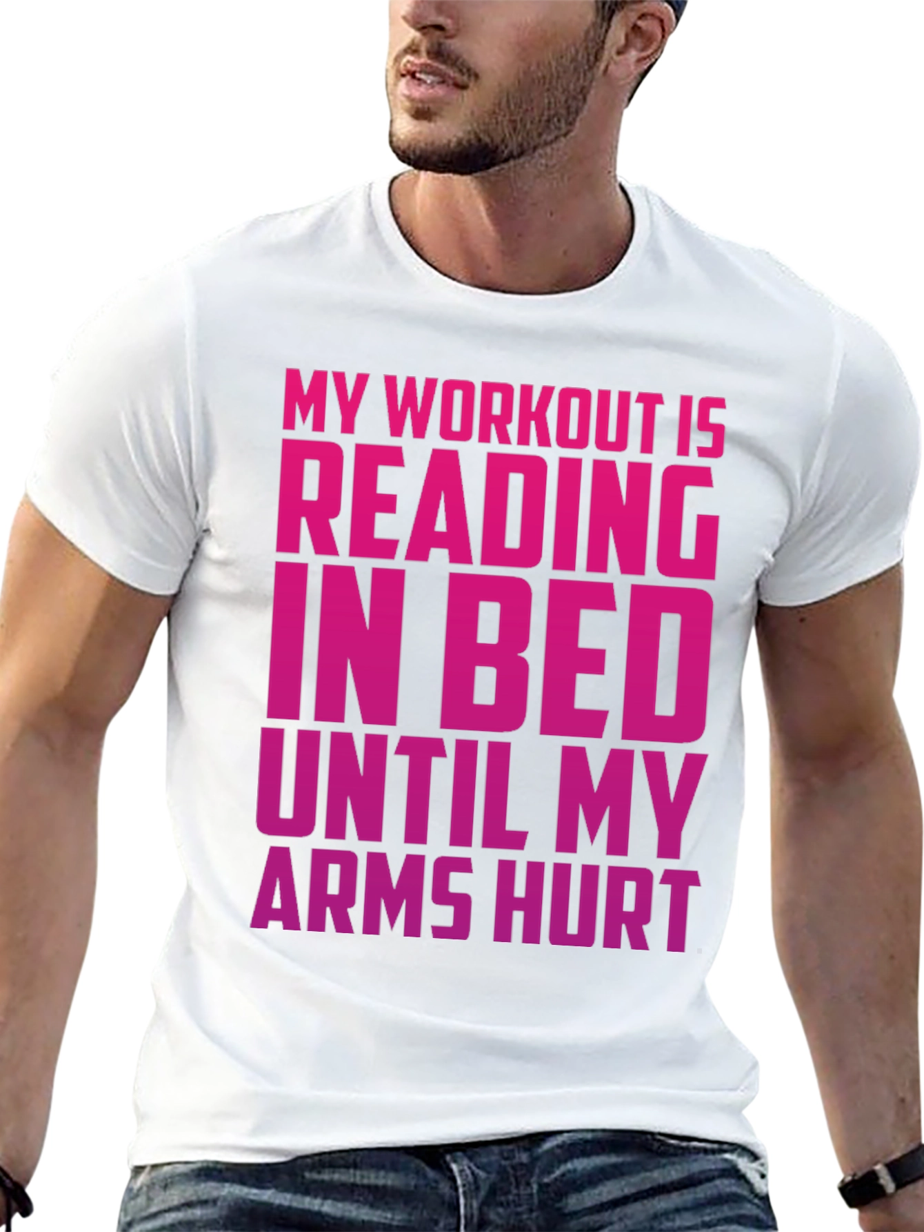 Black Funny Workout T-Shirt - Reading in Bed Tee view 13