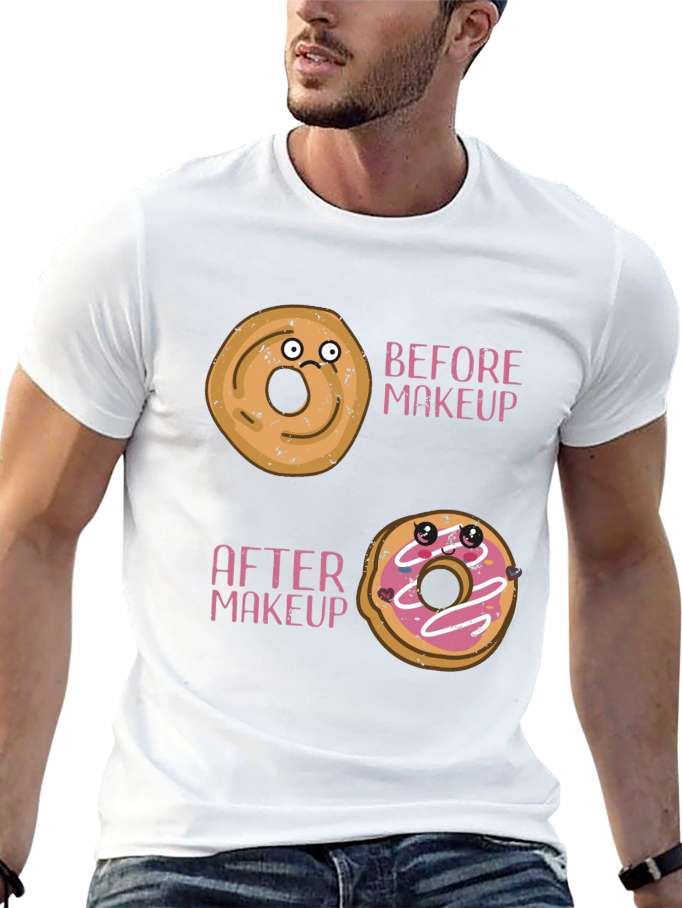 Black Funny Donut Makeup T-Shirt view 13