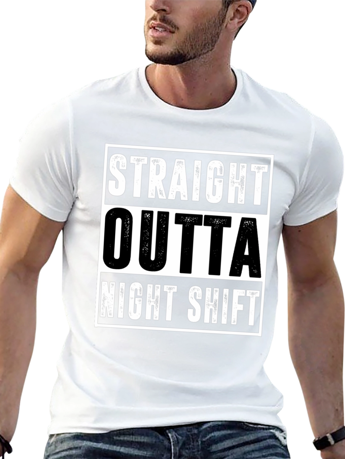 Black Straight Outta Night Shift Black Tee view 13