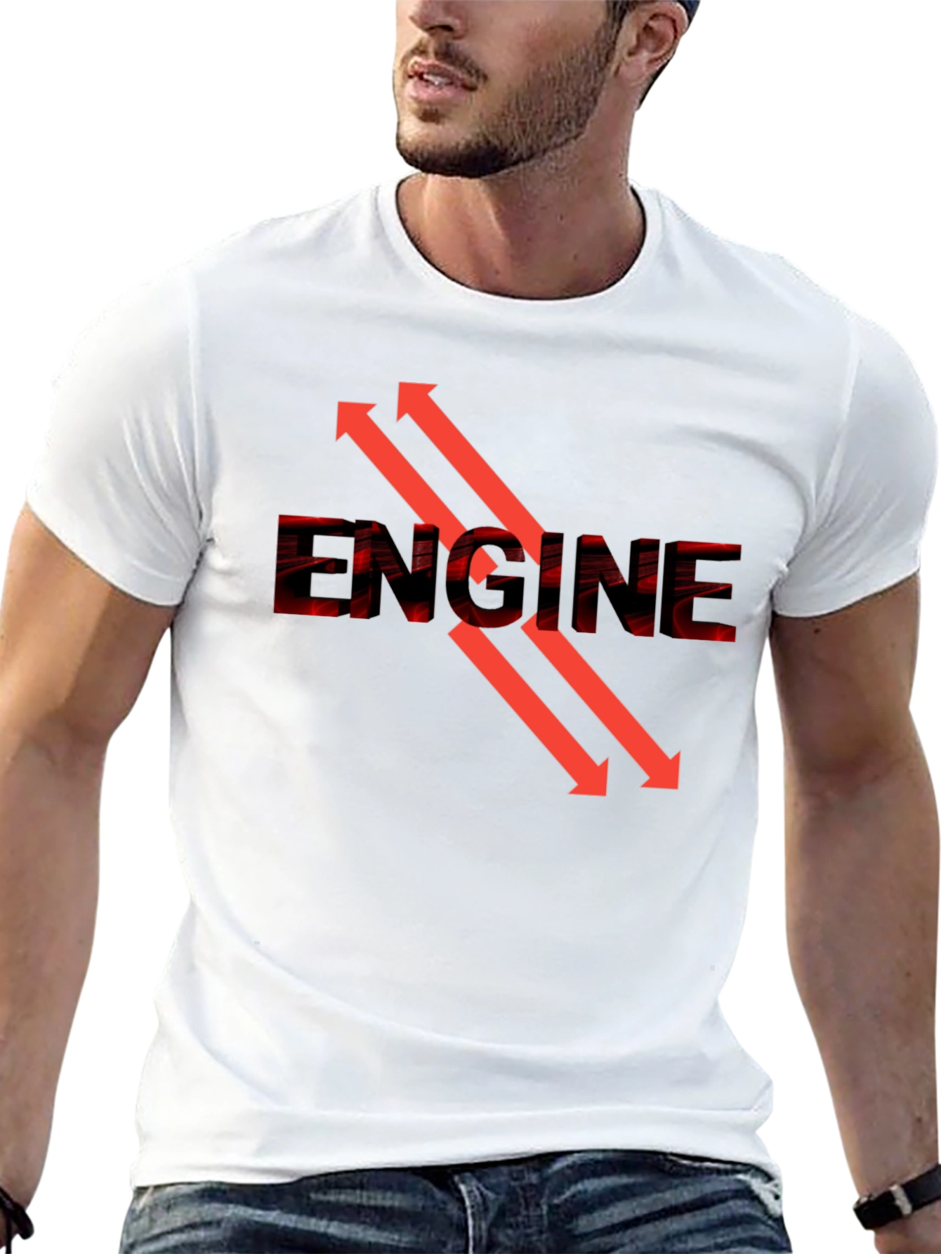 Black Engine Arrow Graphic Tee - Cool Automotive Design view 13