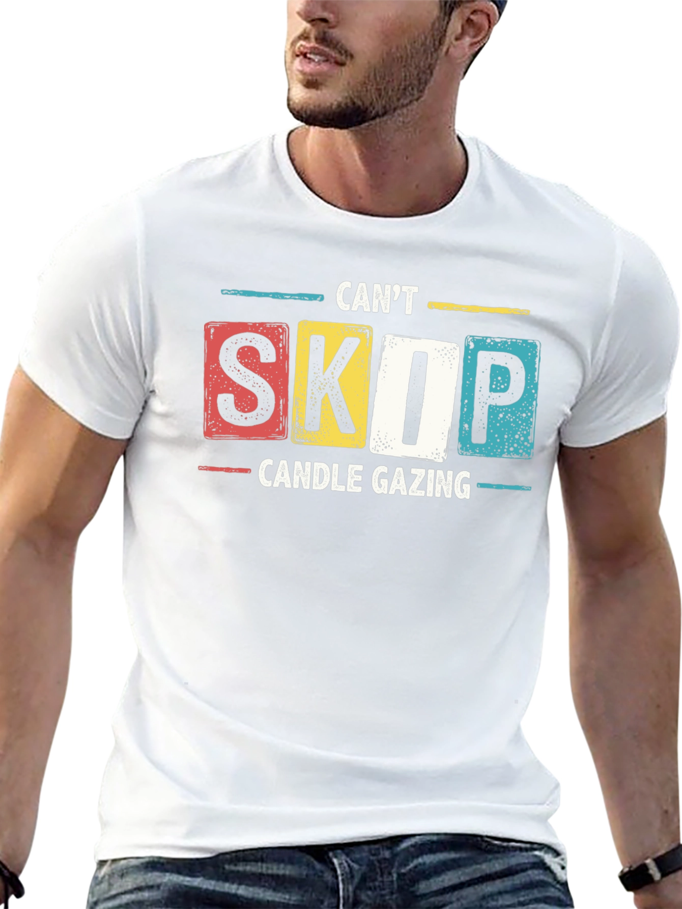 Black Can't Skip Candle Gazing T-Shirt - Novelty Graphic Tee view 13