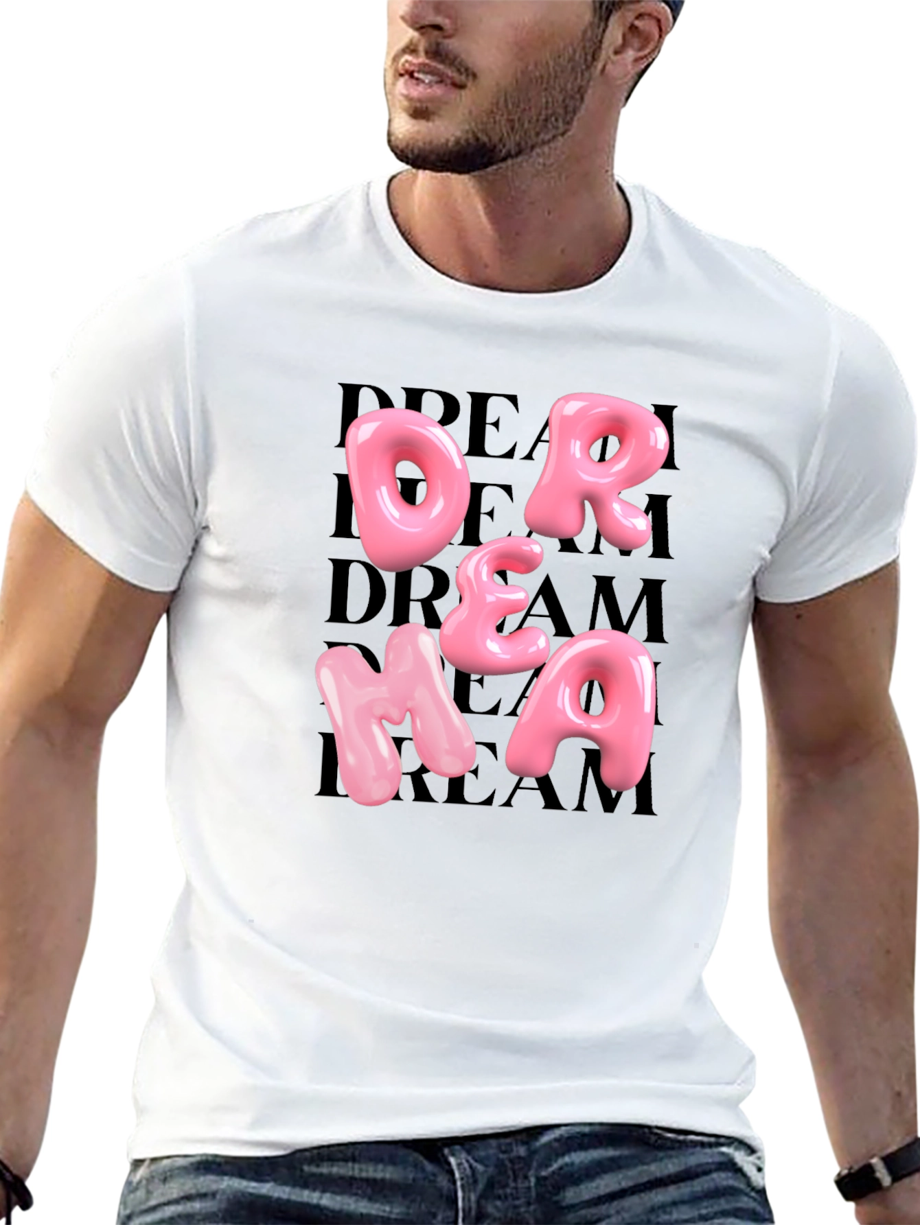Black Dream Pink Letter Graphic Black T-Shirt view 13