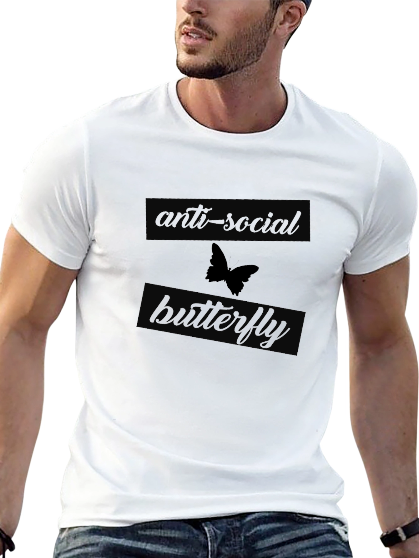 Black Anti-Social Butterfly Graphic Tee - Black view 13