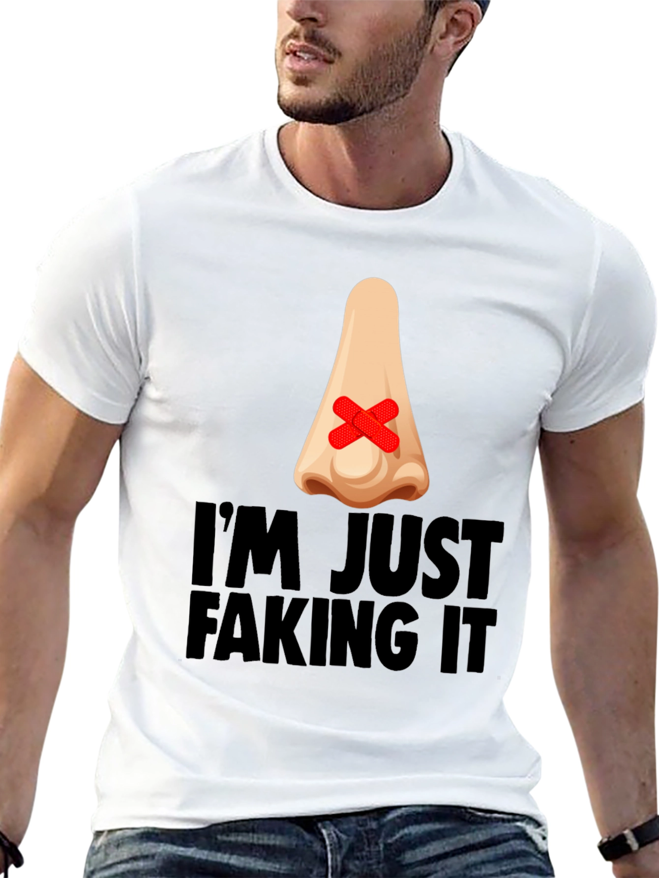Black I'm Just Faking It Graphic T-Shirt view 13