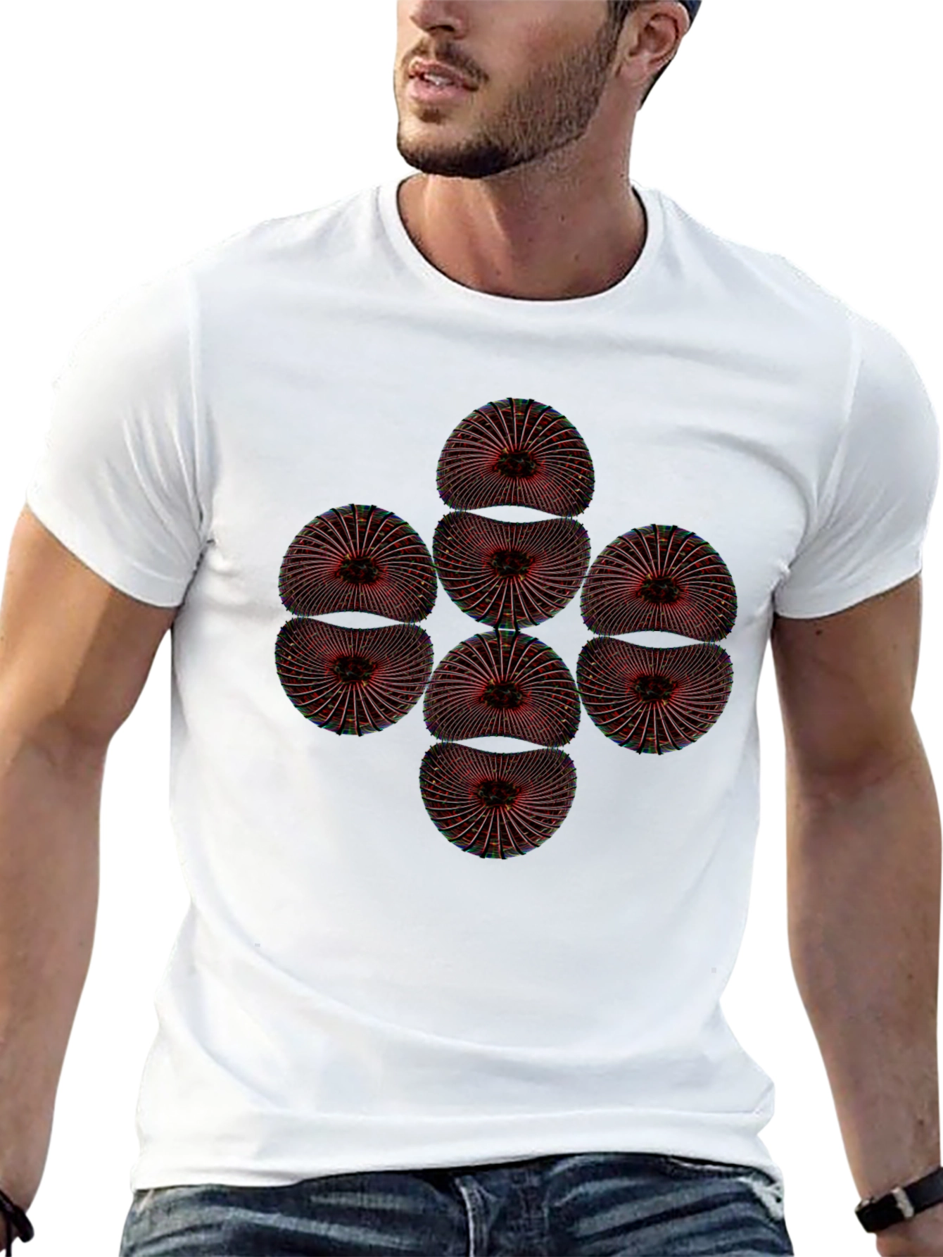 Black Geometric Eye Pattern Tee view 13