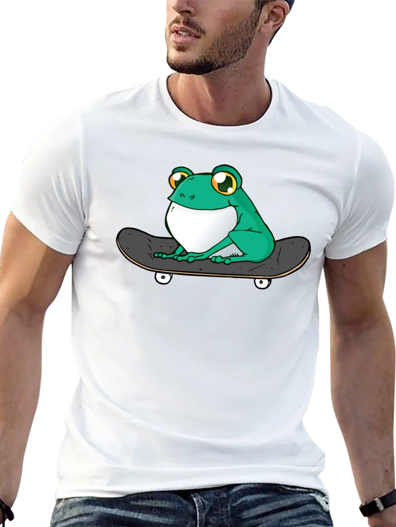 Black Frog on Skateboard T-Shirt - Cool Graphic Tee view 13