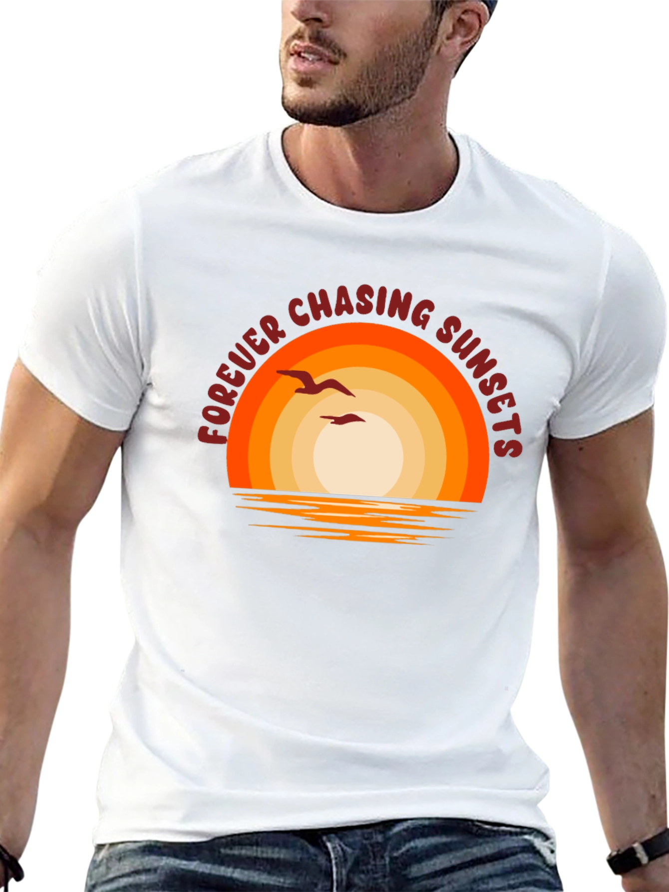 Black Forever Chasing Sunsets Graphic T-Shirt view 13