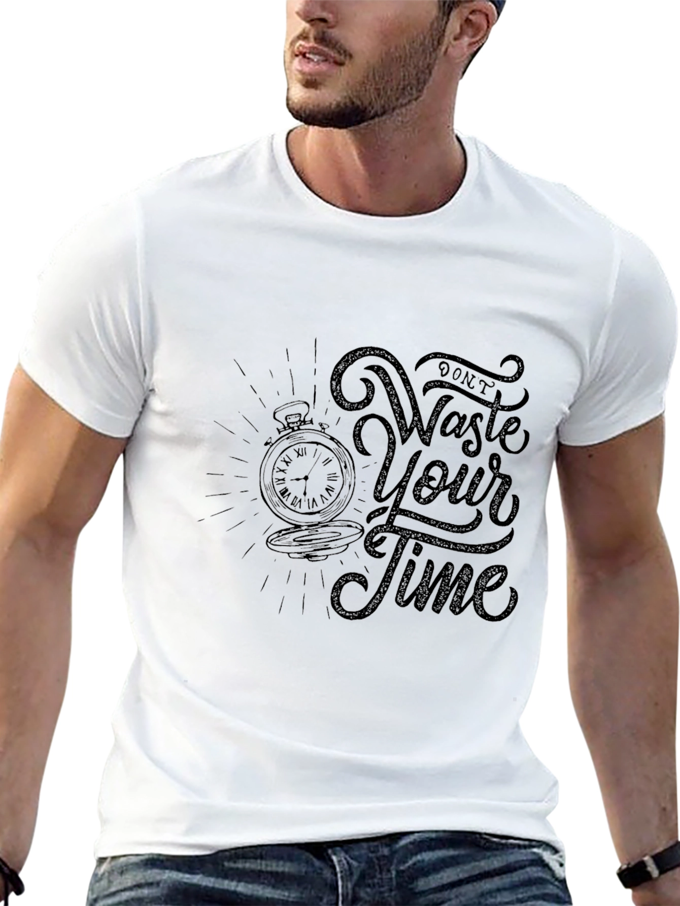 Black Don't Waste Your Time Graphic Tee - Black view 13