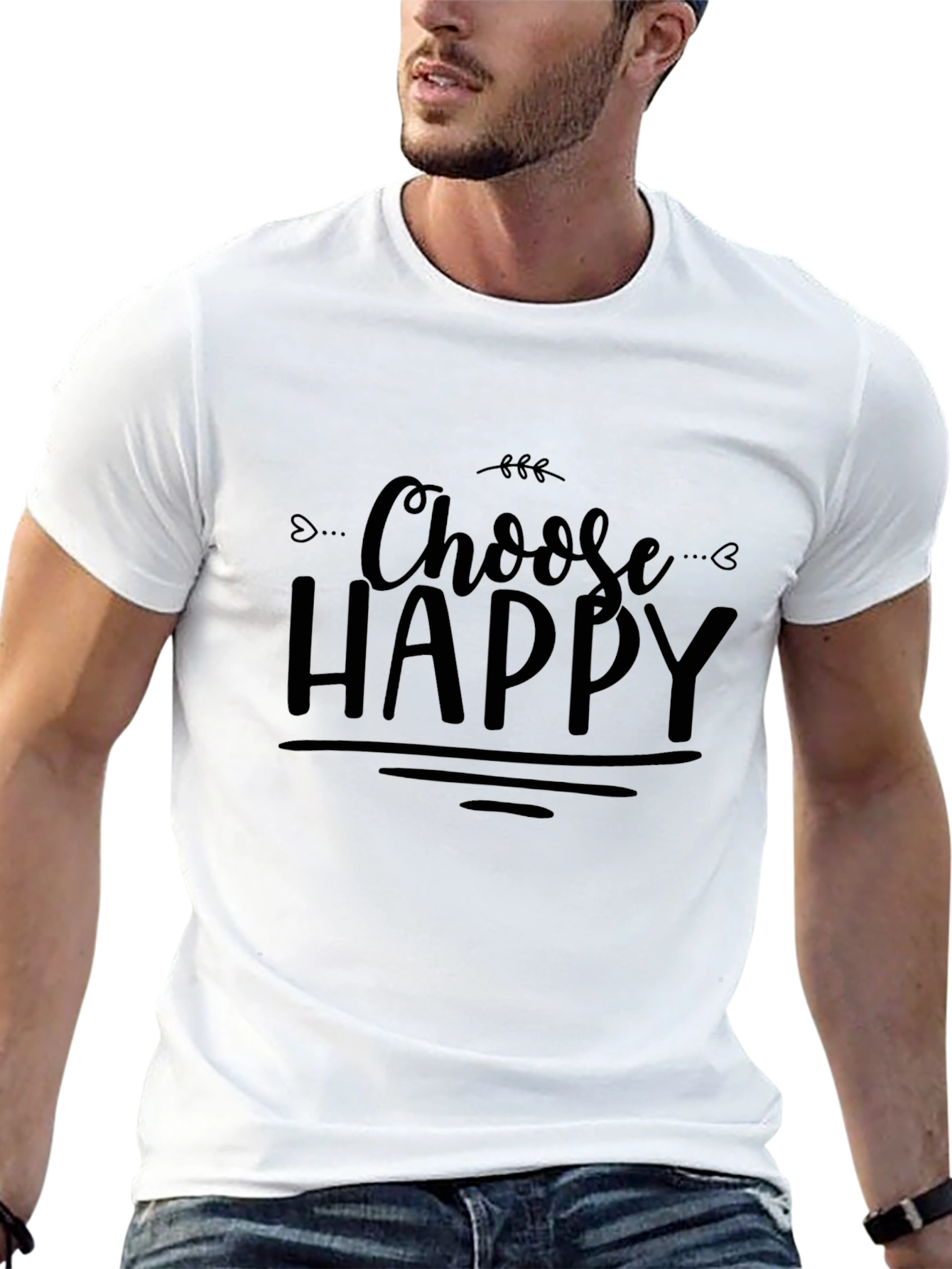 Black Choose Happy Black Graphic Tee view 13