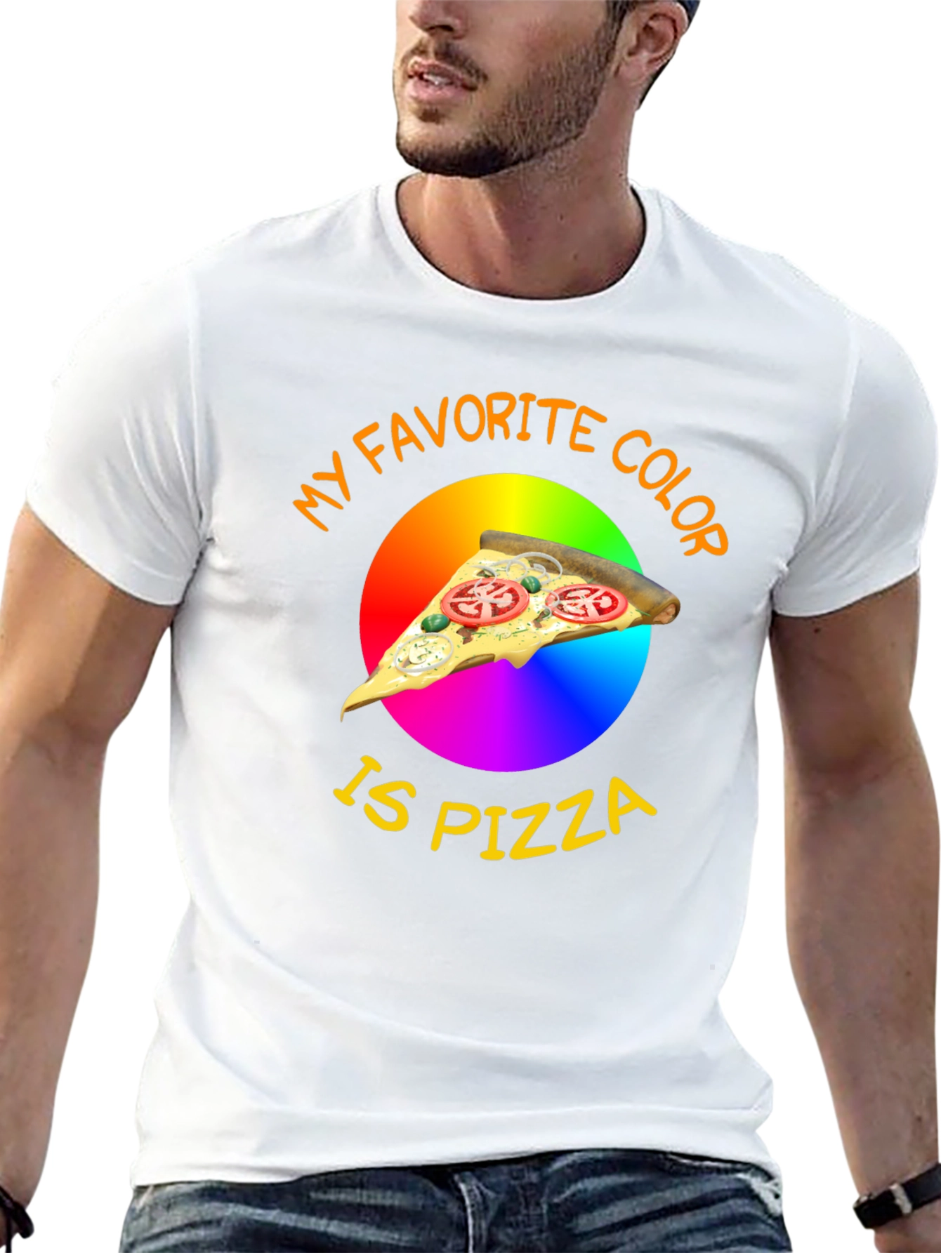 Black My Favorite Color is Pizza T-Shirt view 13