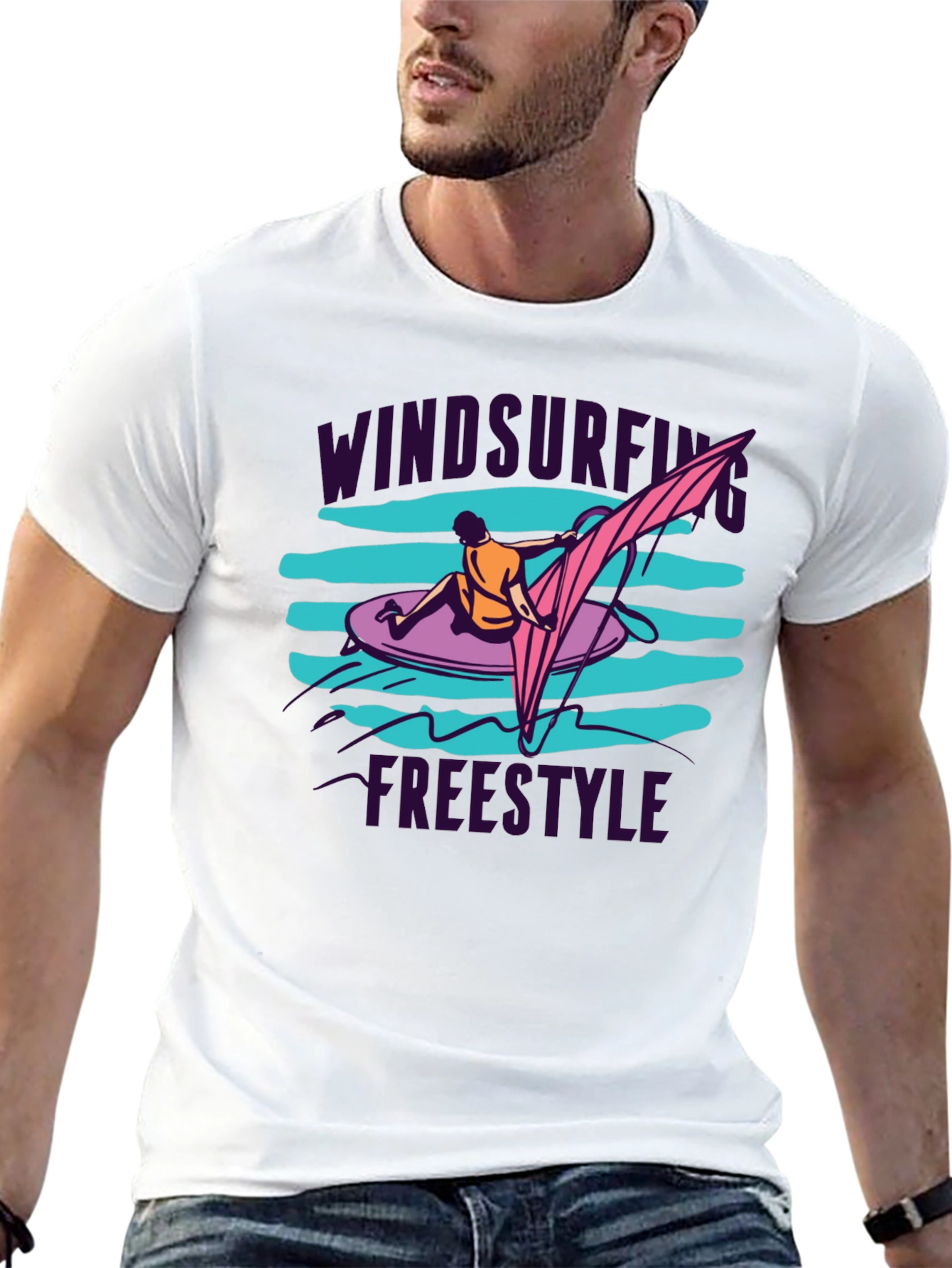 Black Windsurfing Freestyle Black T-Shirt view 13