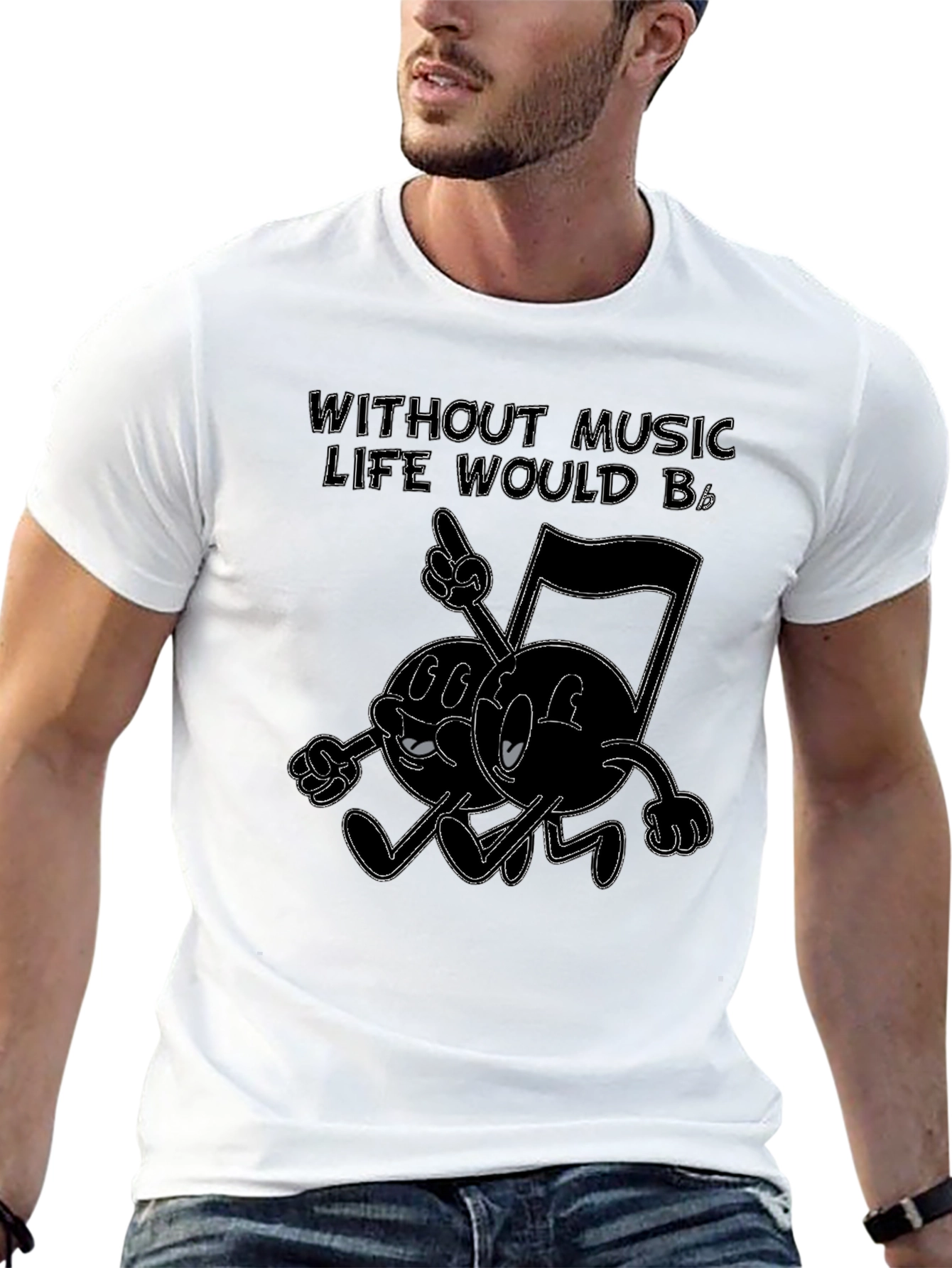 Black Music Note Graphic Black T-Shirt view 13