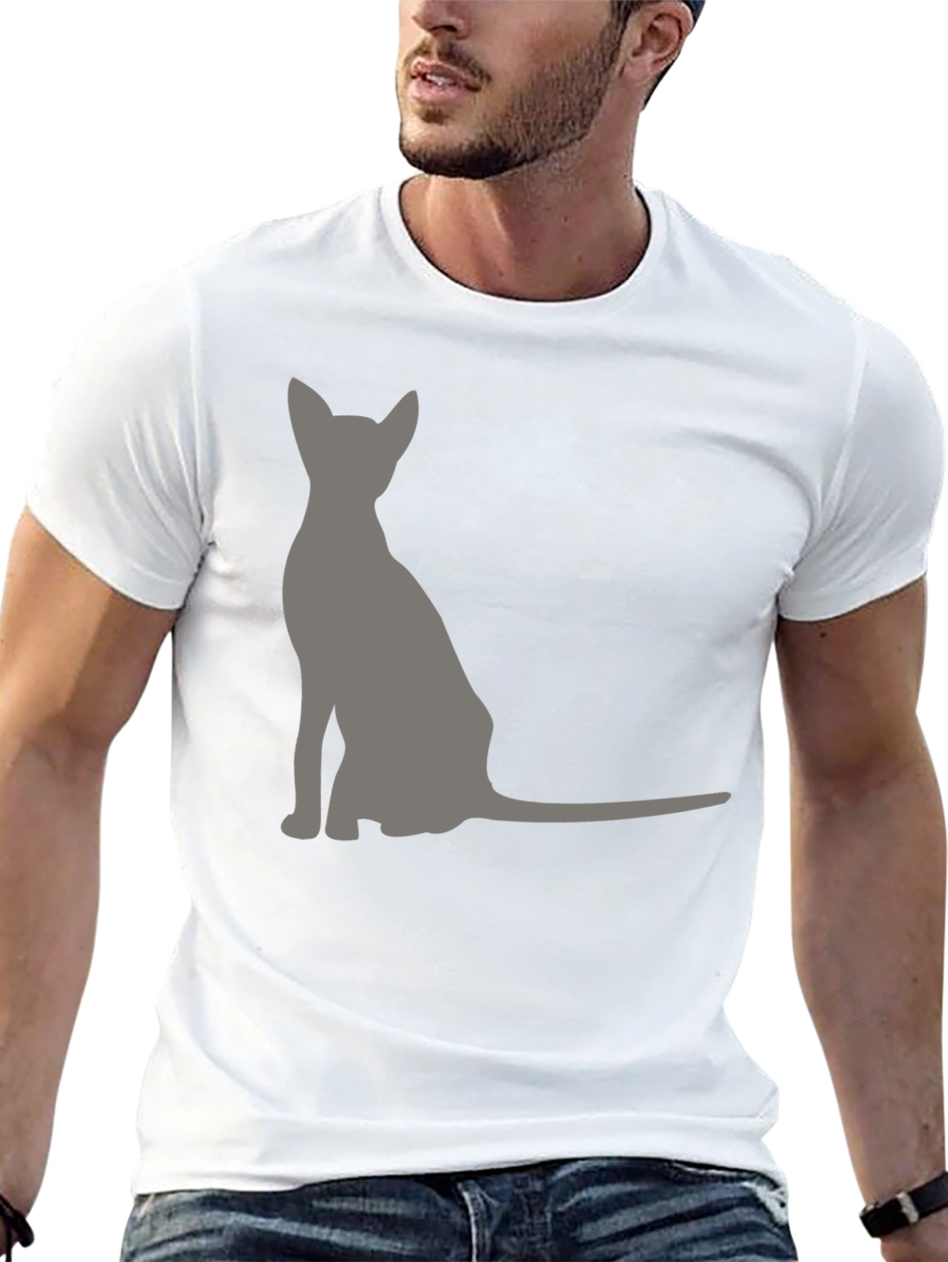 Black Cool Cat Silhouette Graphic Tee - Black view 13