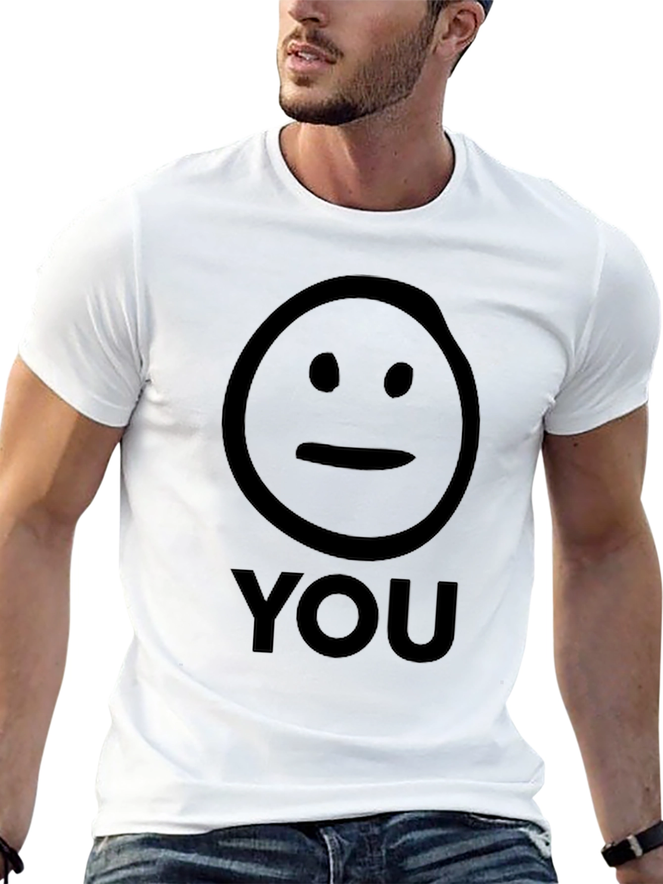 Black Neutral Face "You" Graphic T-Shirt - Unisex Black Tee view 13