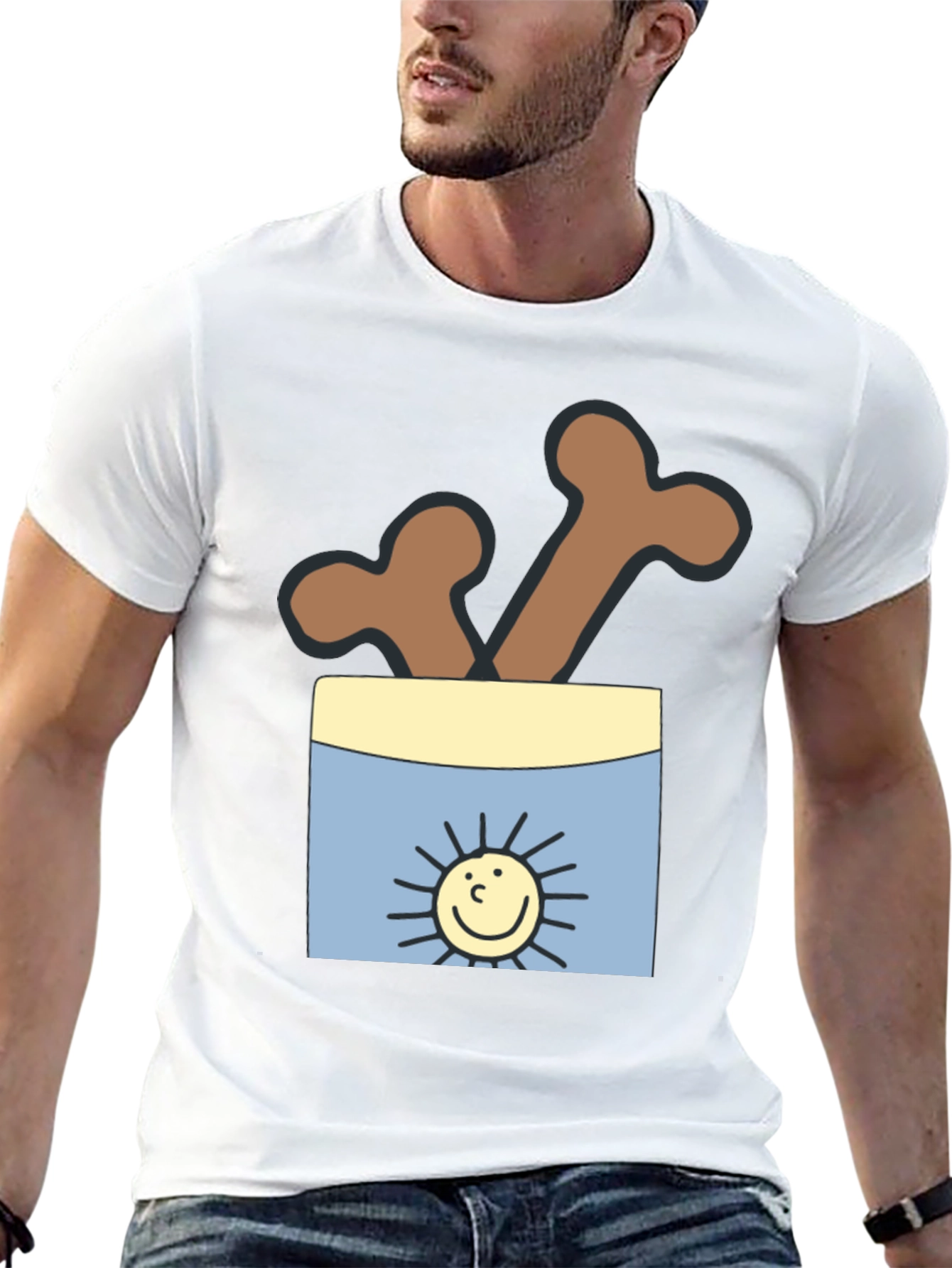 Black Funny Bone T-Shirt - Cartoon Style Graphic Tee view 13