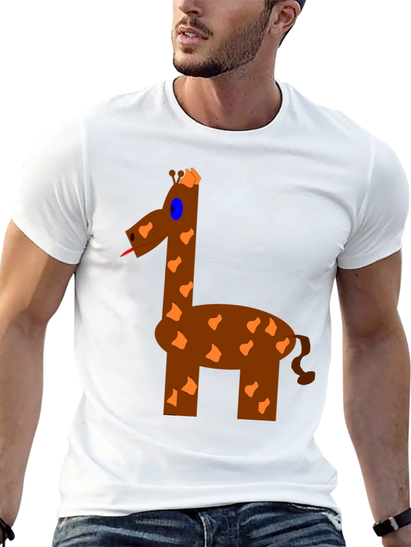 Black Funny Giraffe Graphic T-Shirt - Black Cotton Tee view 13