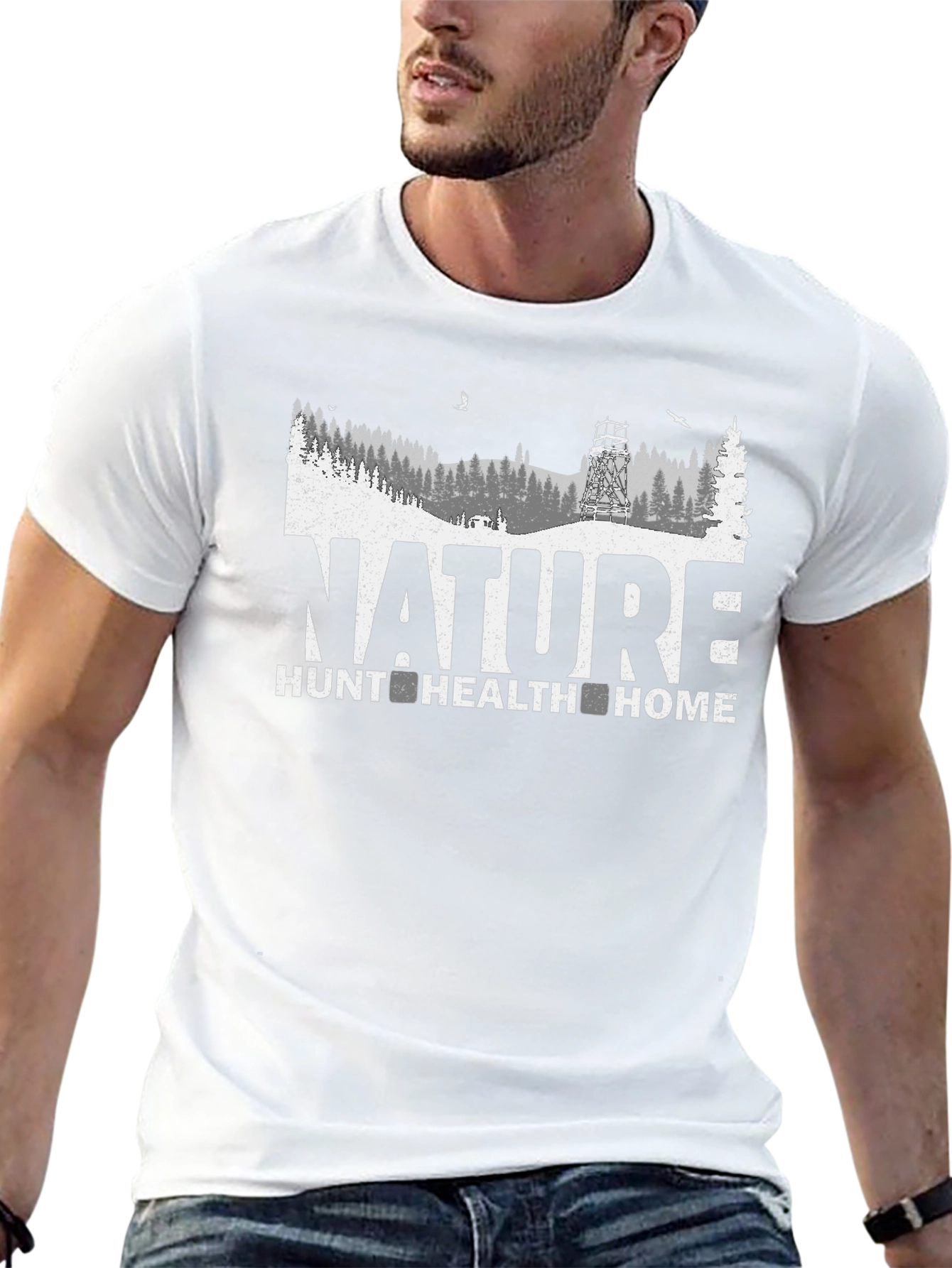 Black Nature Hunt Health Home Graphic Tee view 13
