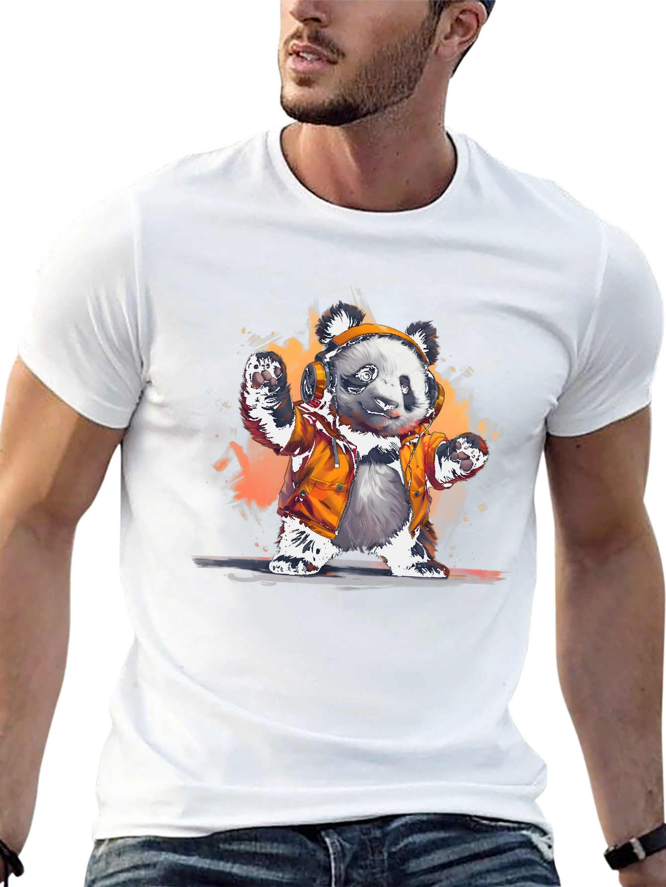 Black Panda DJ Graphic T-Shirt - Cool Animal Tee view 13