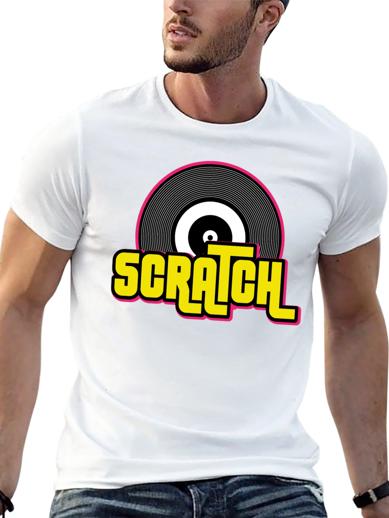 Black Scratch Record Graphic T-Shirt - Retro DJ Music Tee view 13
