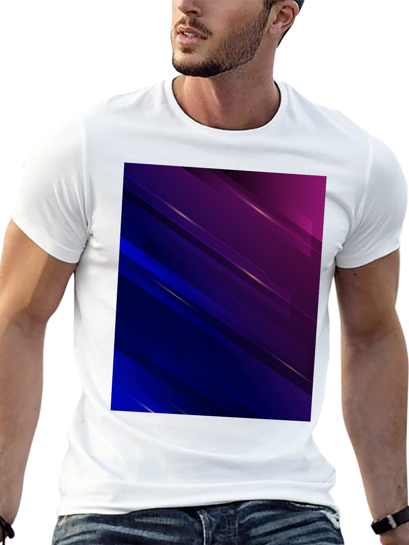 Black Abstract Geometric Black T-Shirt view 13