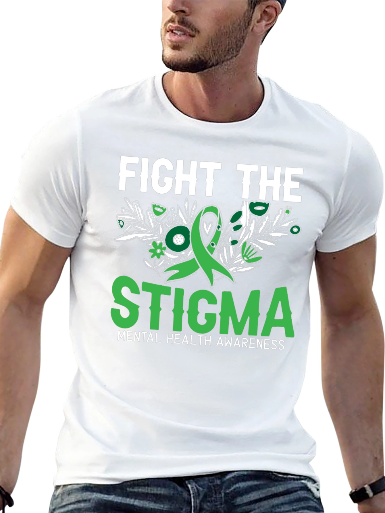 Black Fight the Stigma Mental Health Awareness T-Shirt view 13