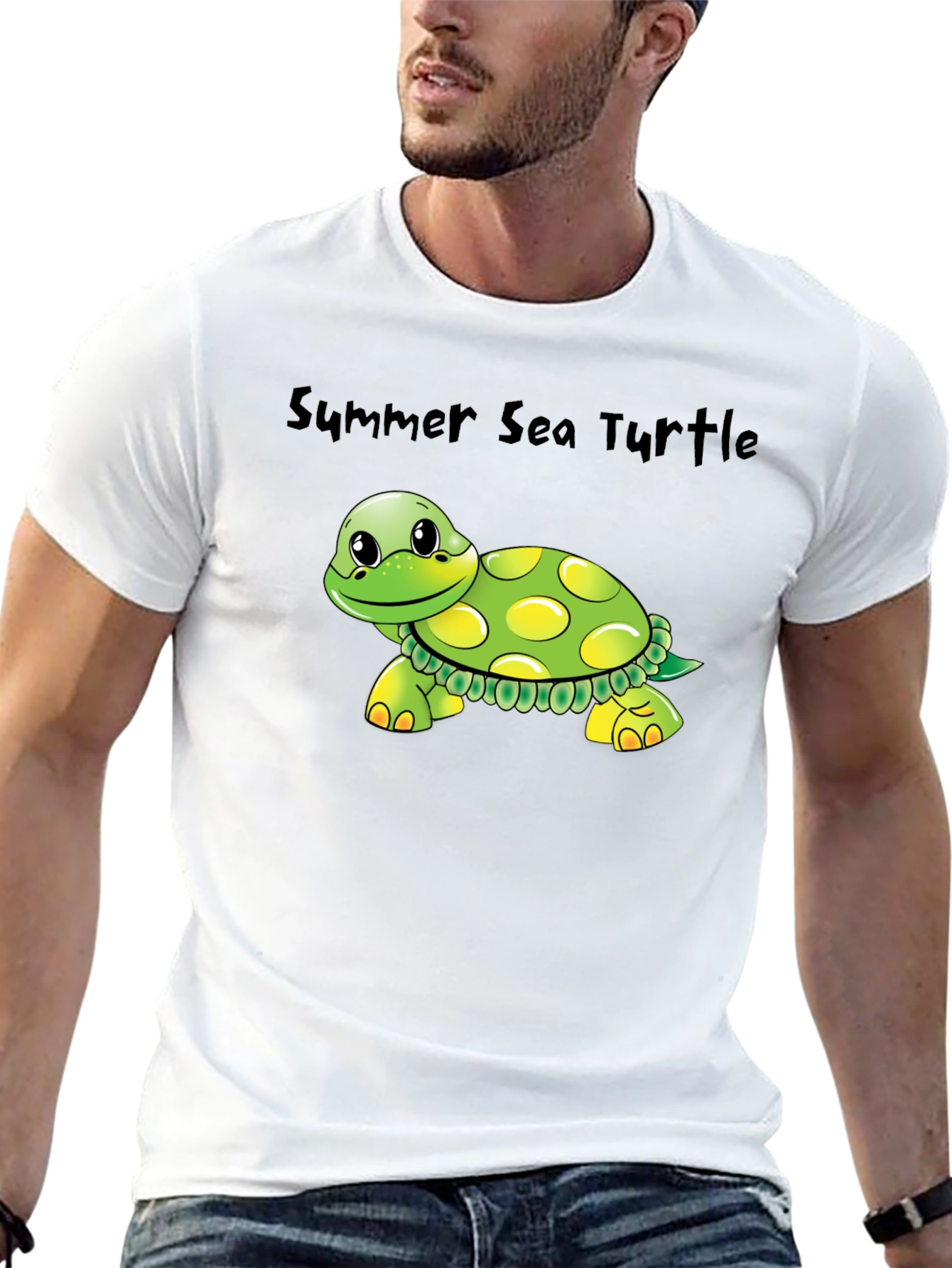Black Summer Sea Turtle Graphic Tee - Soft Cotton Blend view 13