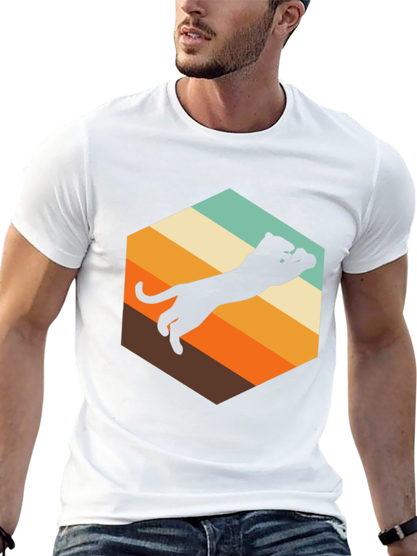 Black Retro Panther Graphic Tee - Men's Black T-Shirt view 13