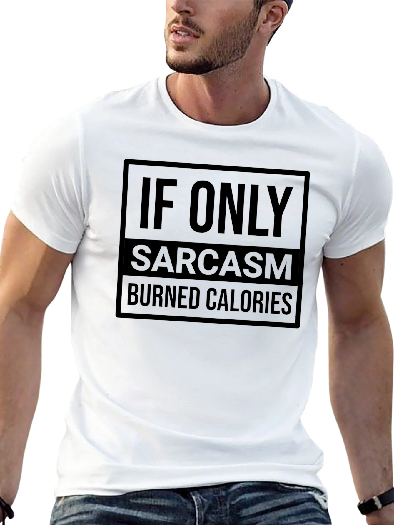 Black Sarcasm Burns Calories T-Shirt view 13