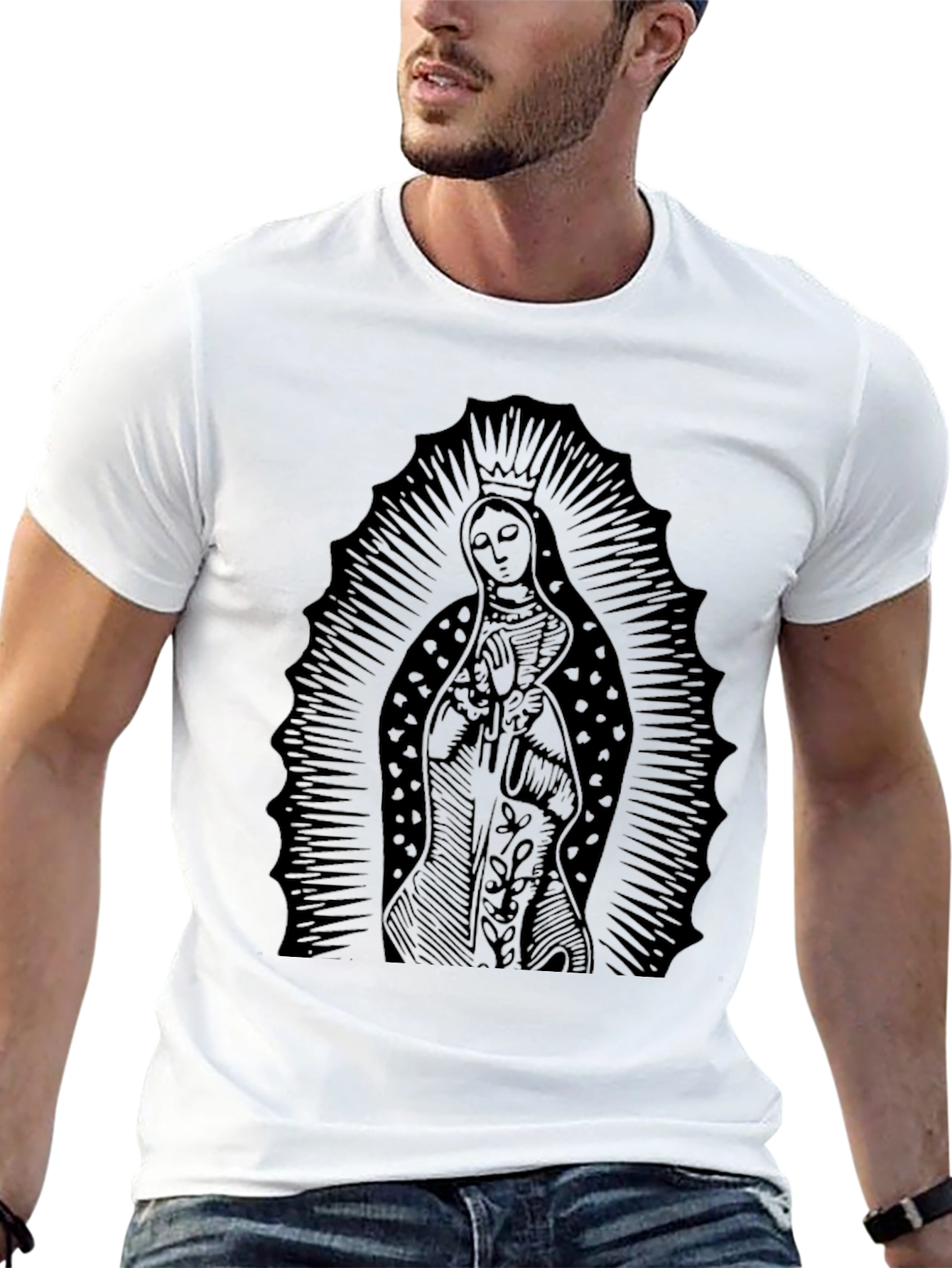 Black Virgin Mary Graphic Black T-Shirt view 13