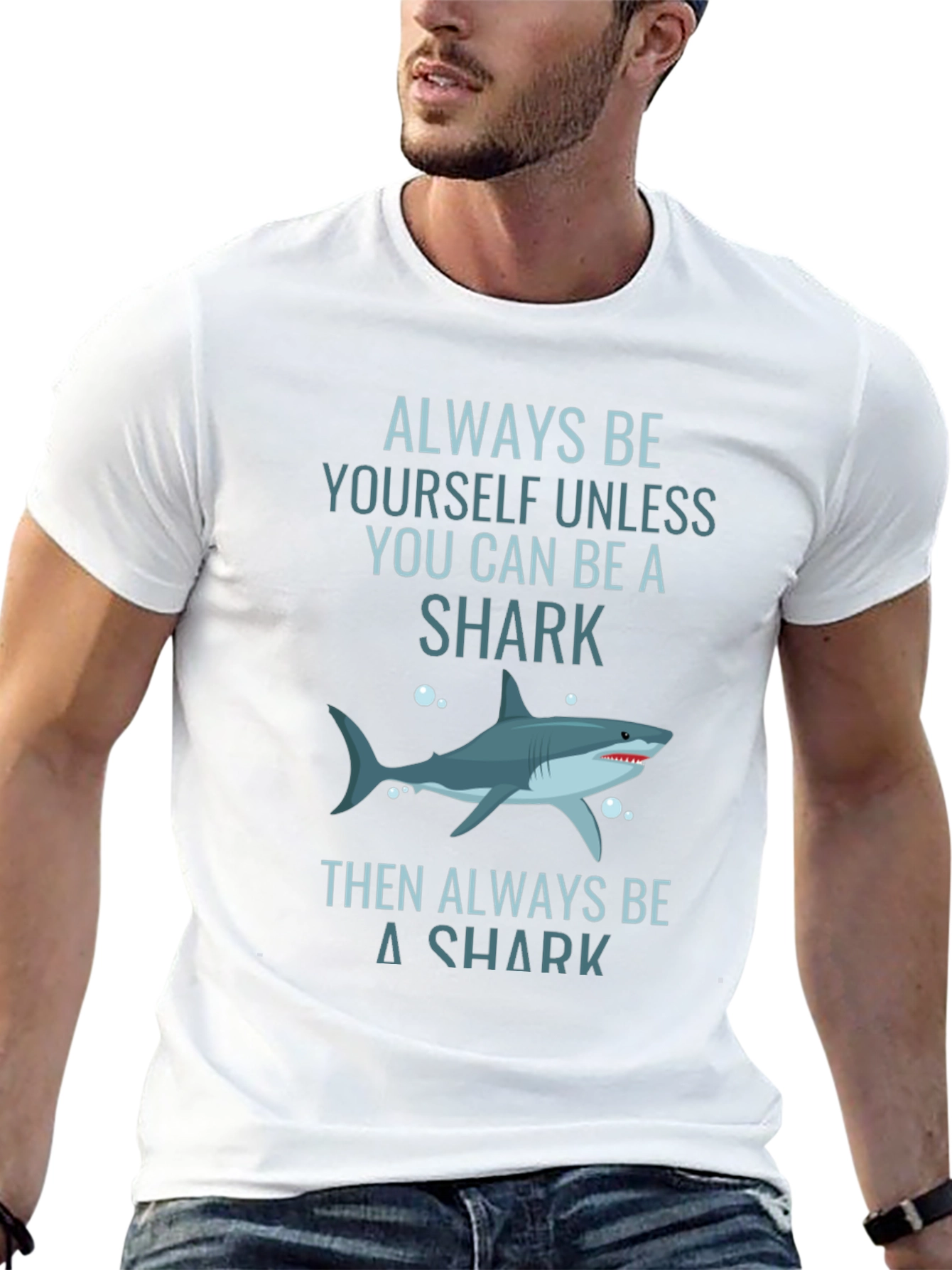 Black Always Be Yourself Shark T-Shirt - Graphic Tee view 13