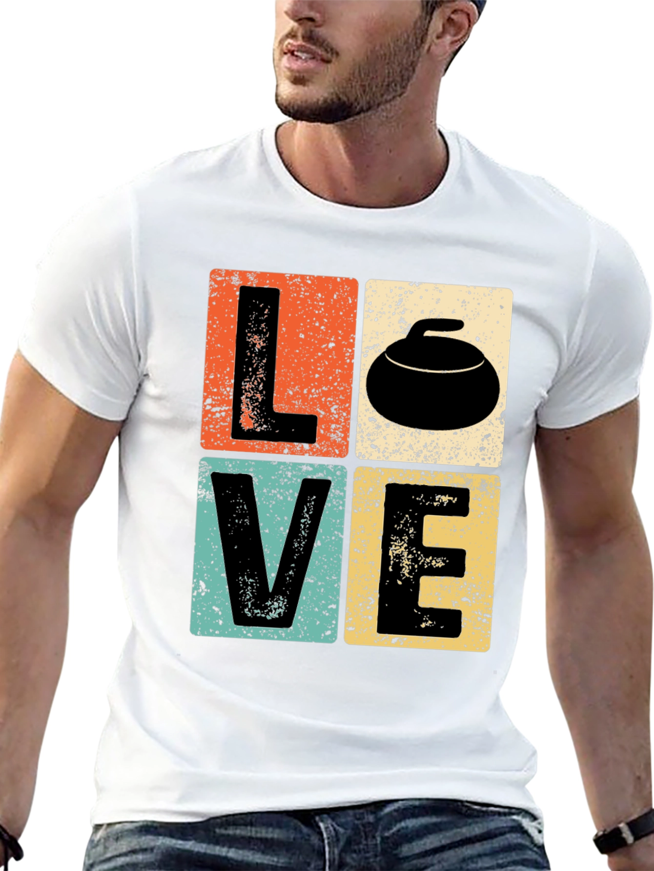 Black LOVE Curling T-Shirt - Retro Design view 13